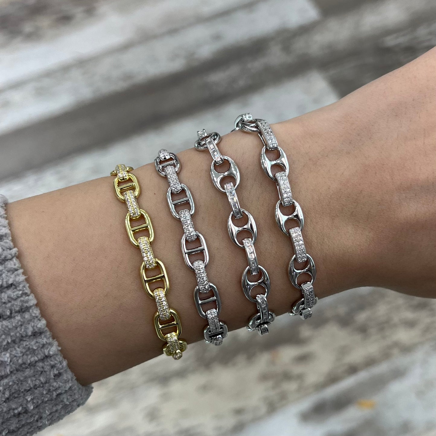 Sterling Silver | Gold Plated Gucci Link Bracelet
