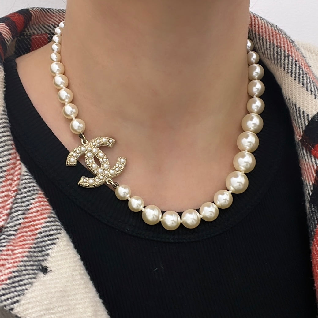 Chanel Pearl CC Short Necklace with Box