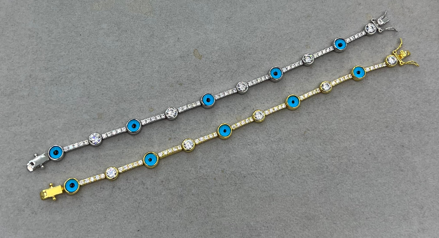 Sterling Silver / Gold Plated Evil Eye Bracelet
