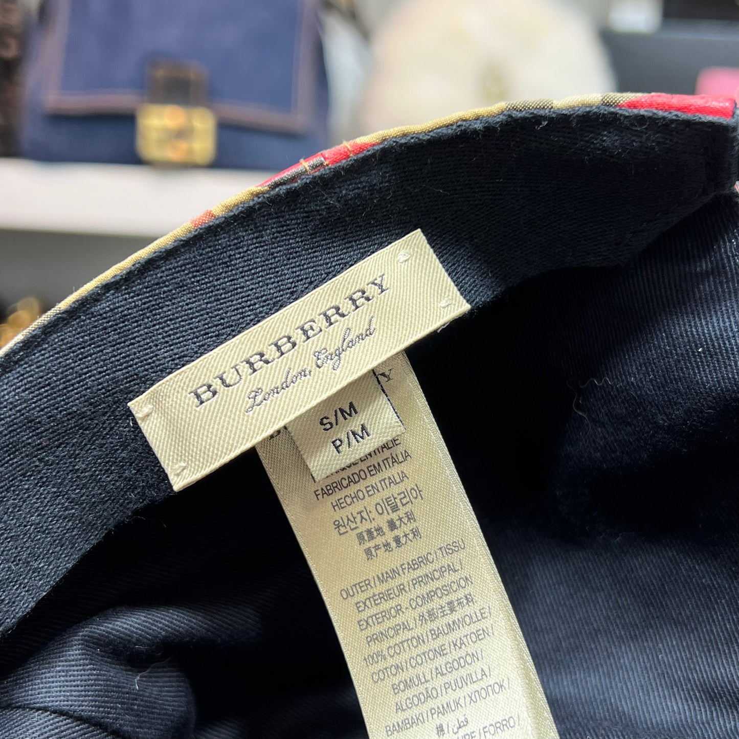 Burberry Red Graffiti Check Baseball Hat