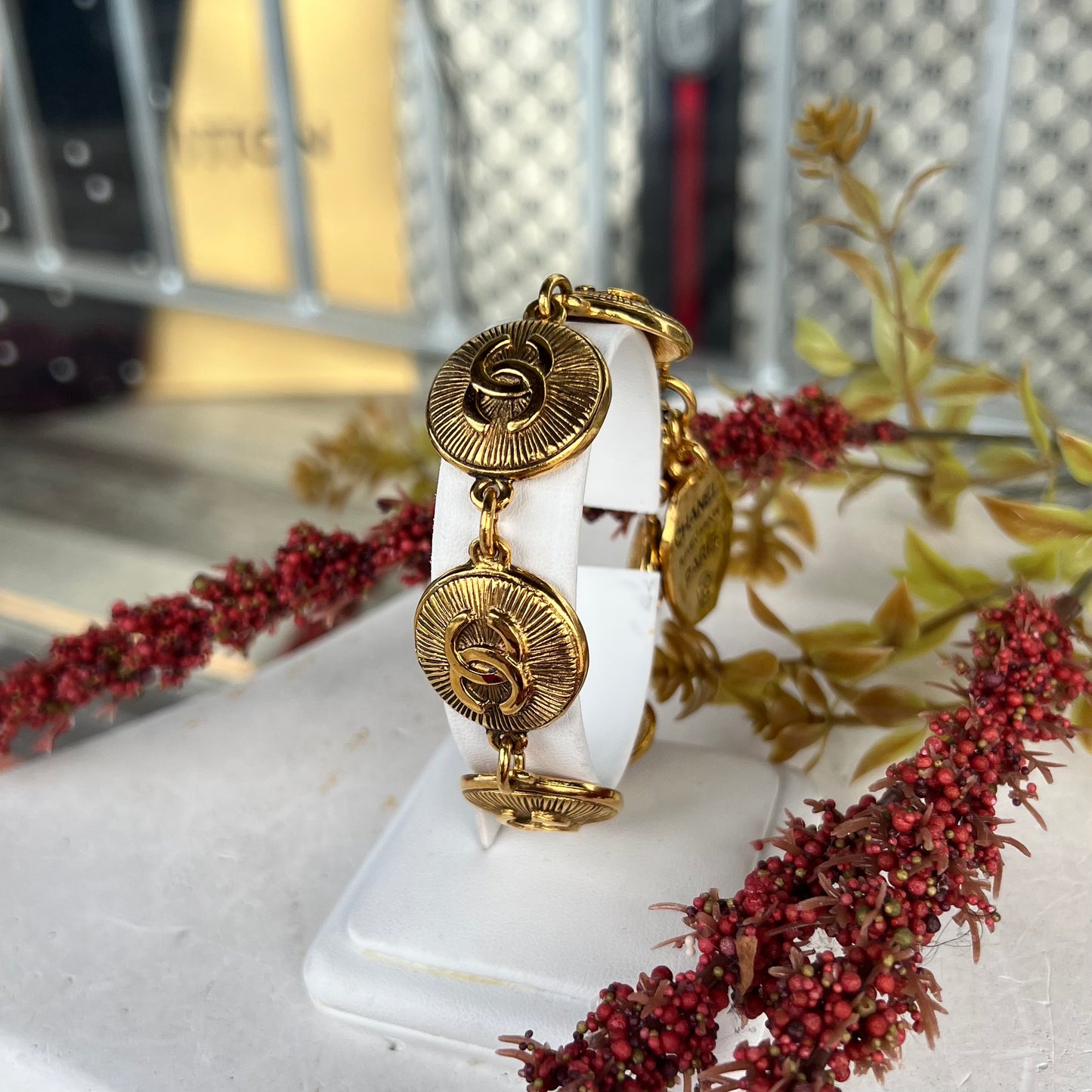 Chanel Vintage Logo Medallion Bracelet