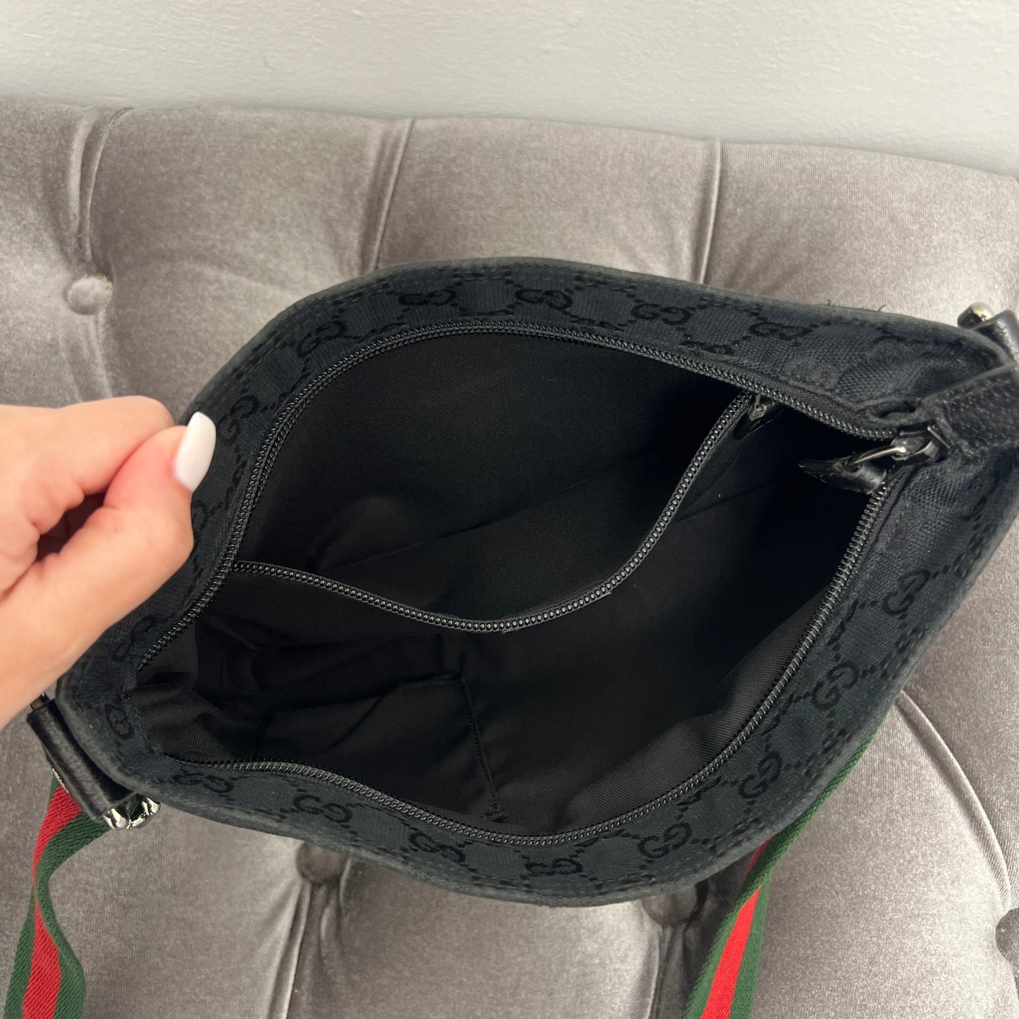 Gucci GG Canvas Web Crossbody, Black