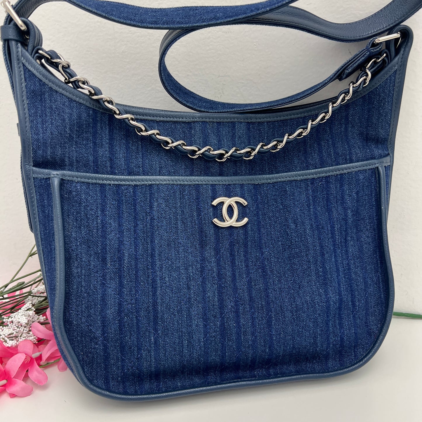 Chanel Quilted Denim Medium Jungle Stroll Crossbody Bag