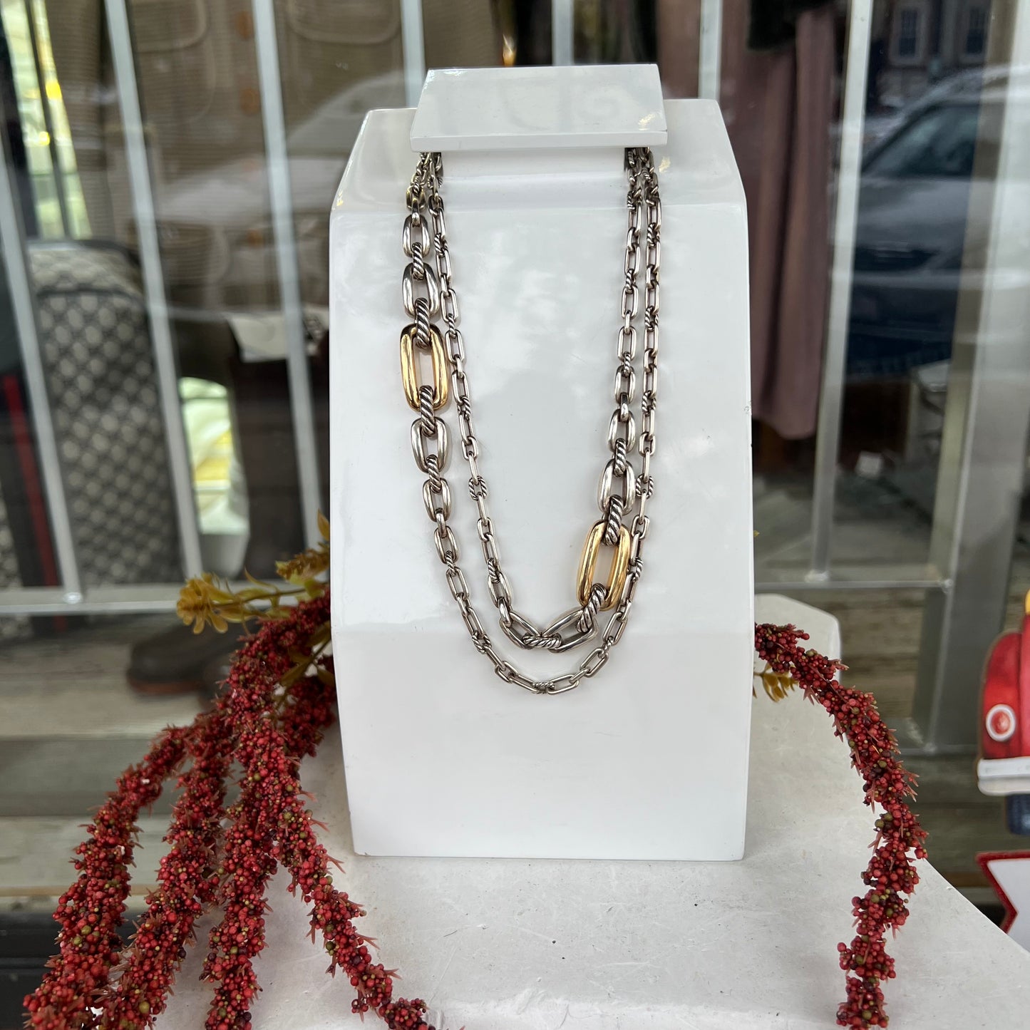 David Yurman Wellesley Chain Link Necklace with 18k Gold
