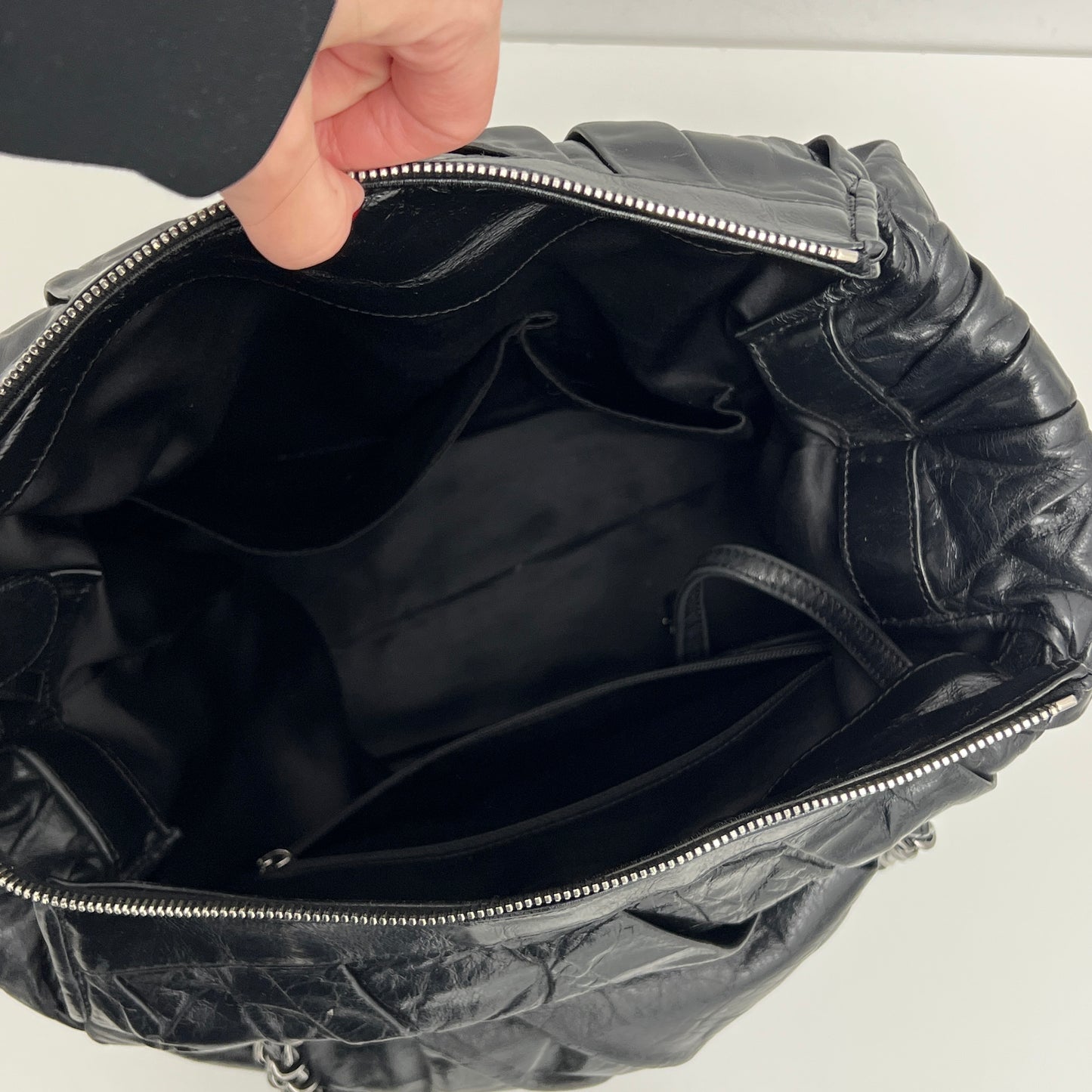 Chanel Twisted Tote Black Silver