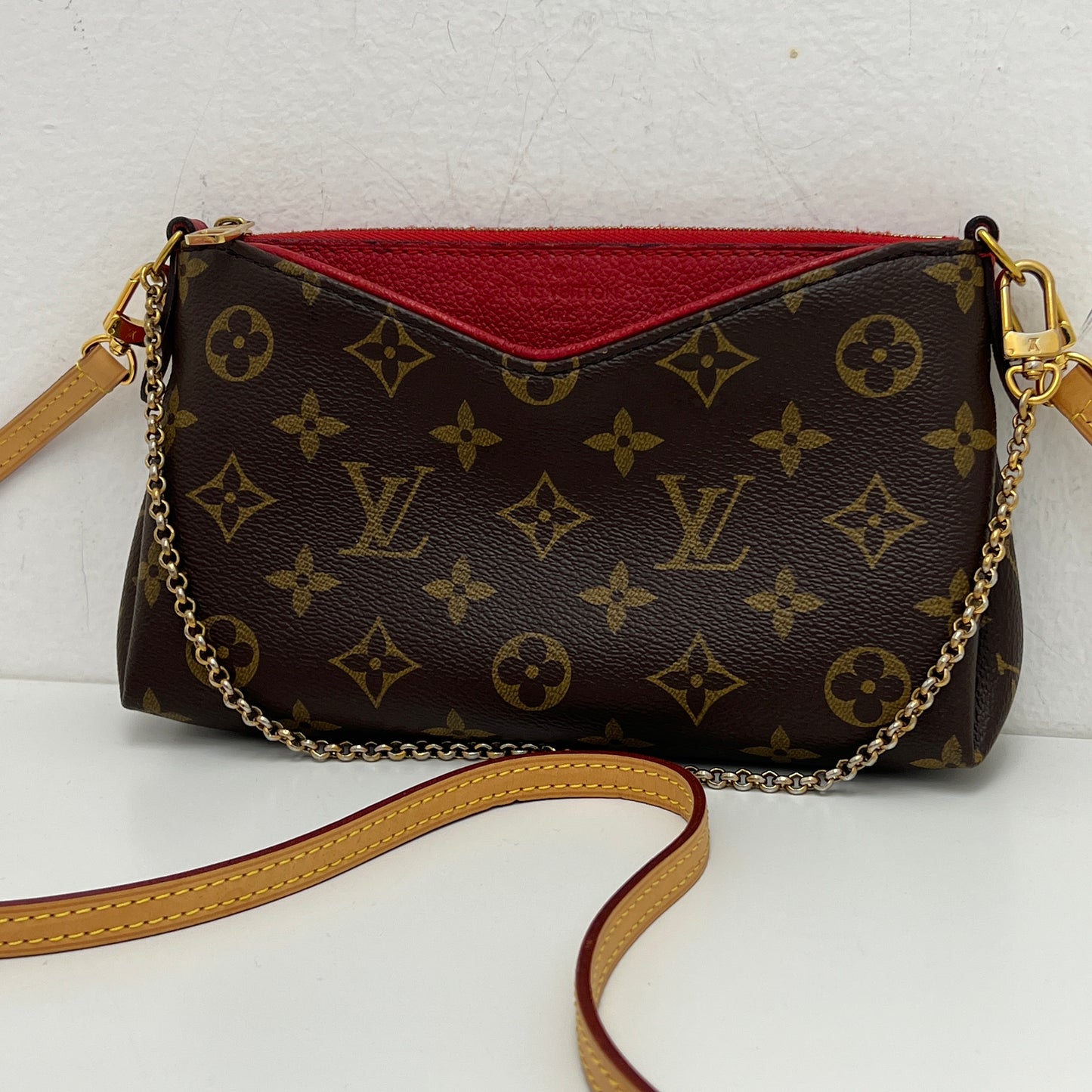 Louis Vuitton Pallas Crossbody, Monogram, Red