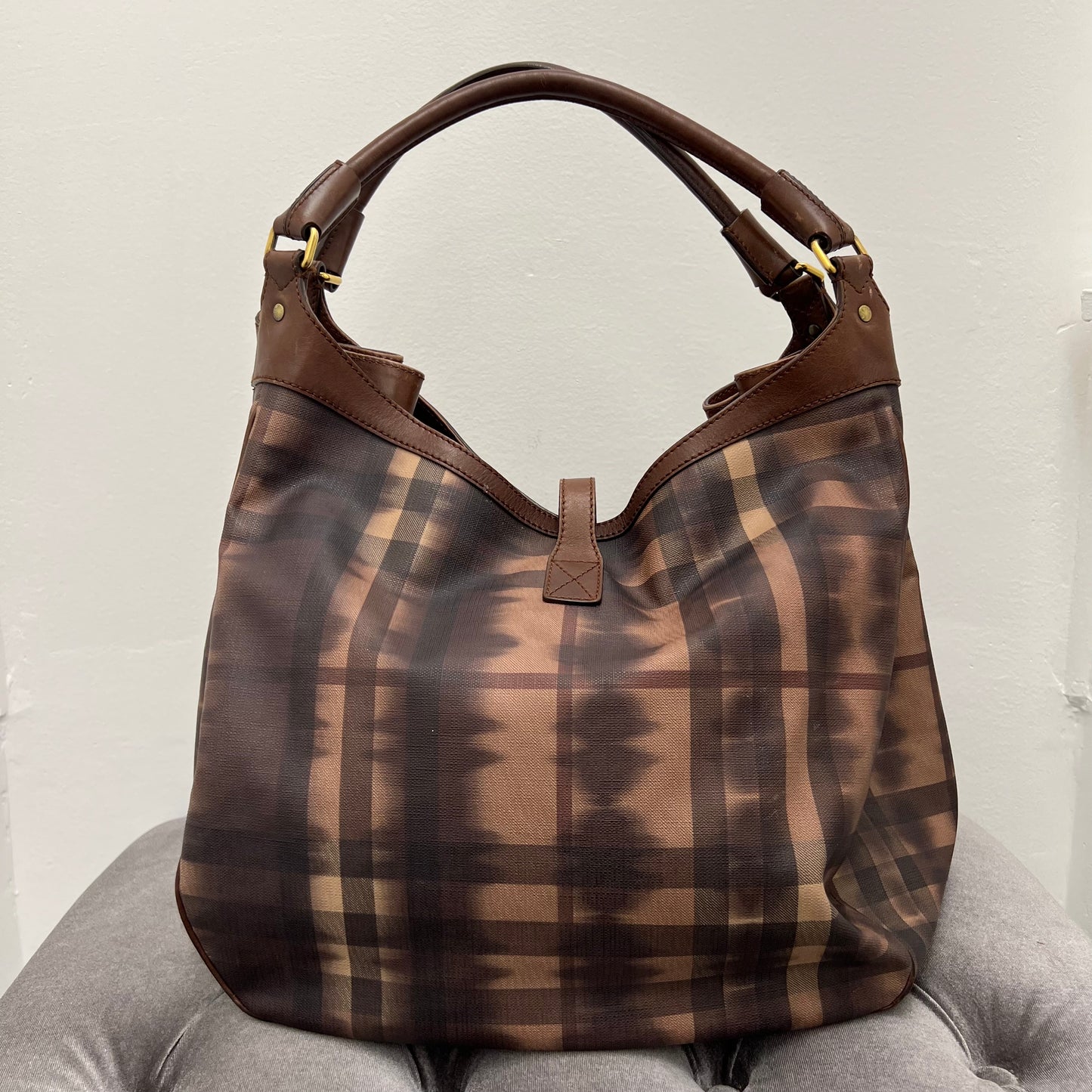 Burberry Tie Dye Medium Marple Tote Dark Tan