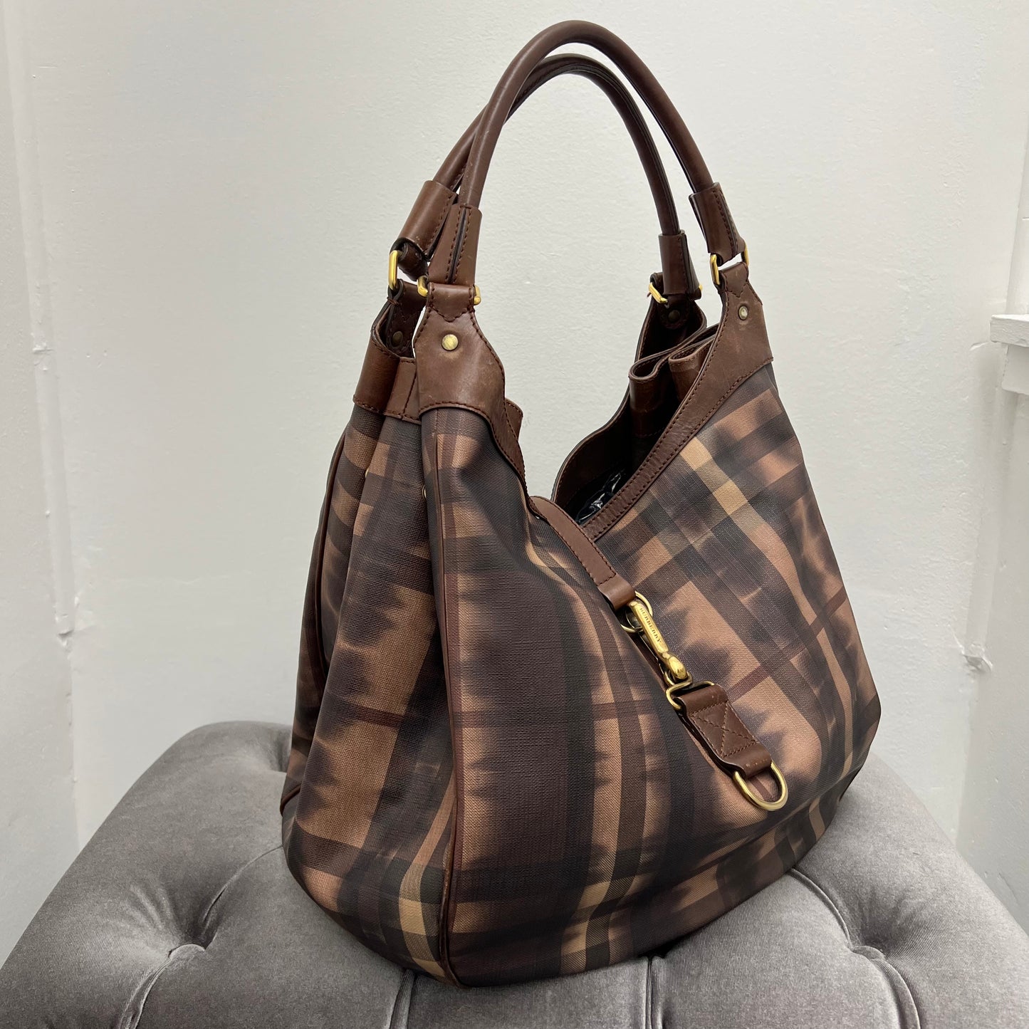 Burberry Tie Dye Medium Marple Tote Dark Tan