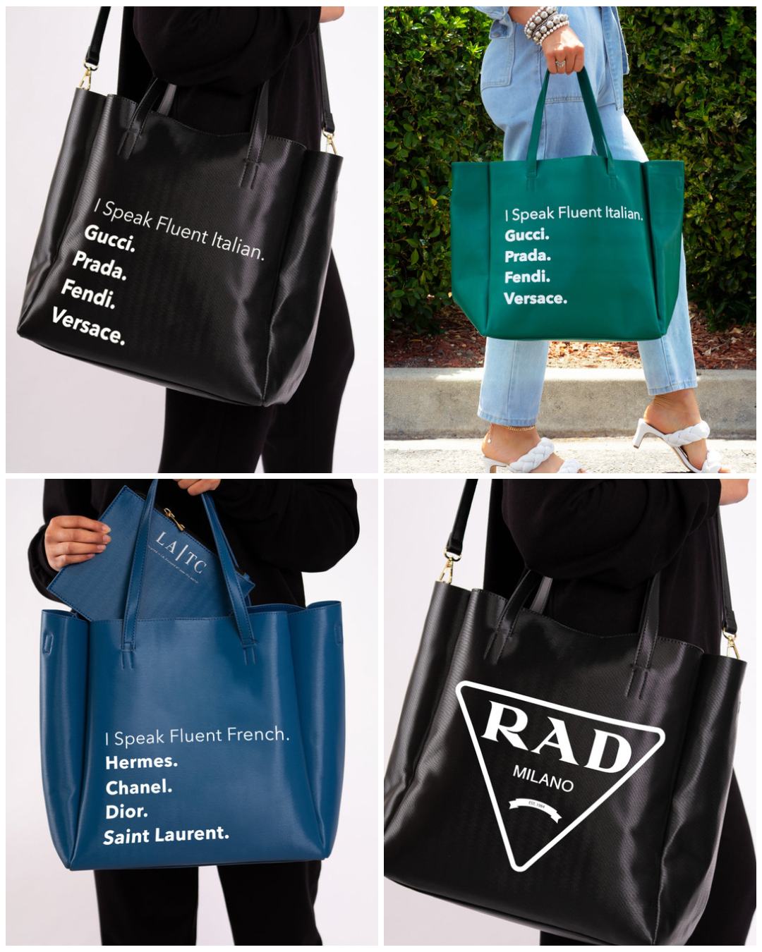 Vegan Leather Fashion Tote with Removable Pouch & Removable Crossbody Strap