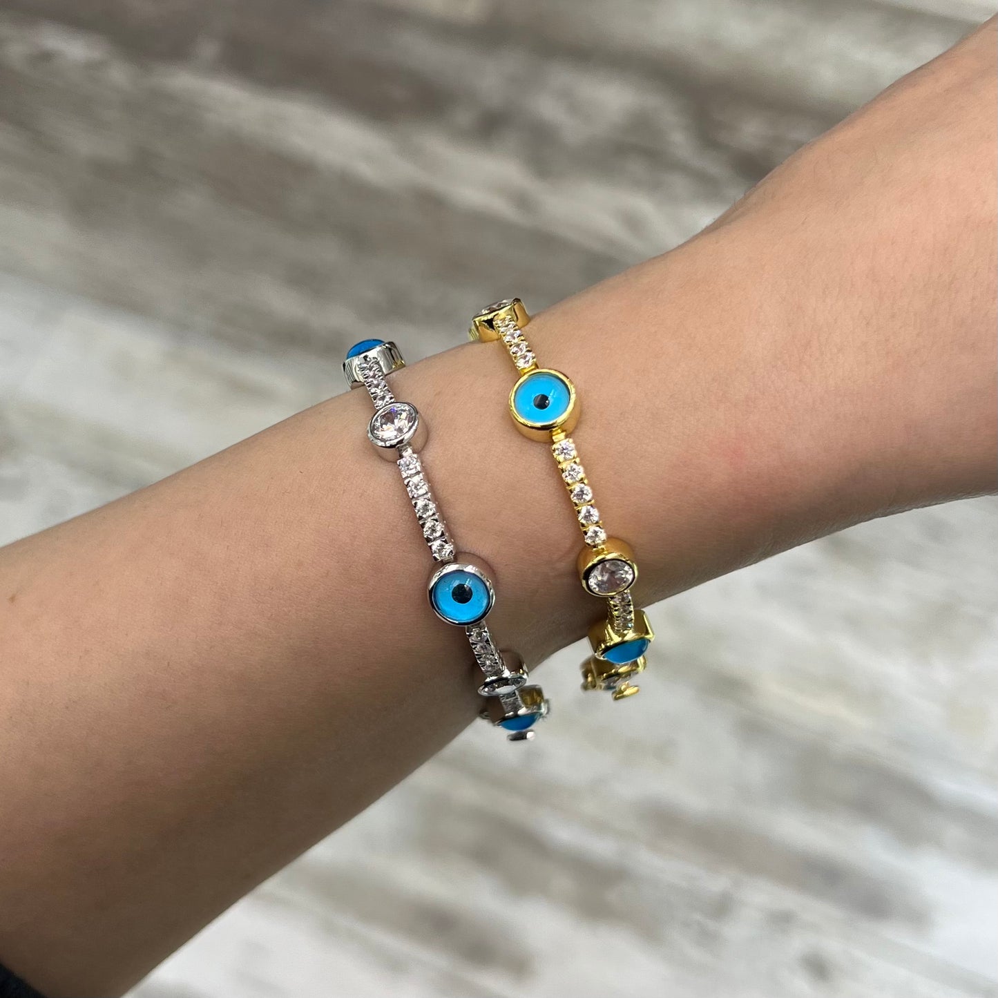 Sterling Silver / Gold Plated Evil Eye Bracelet