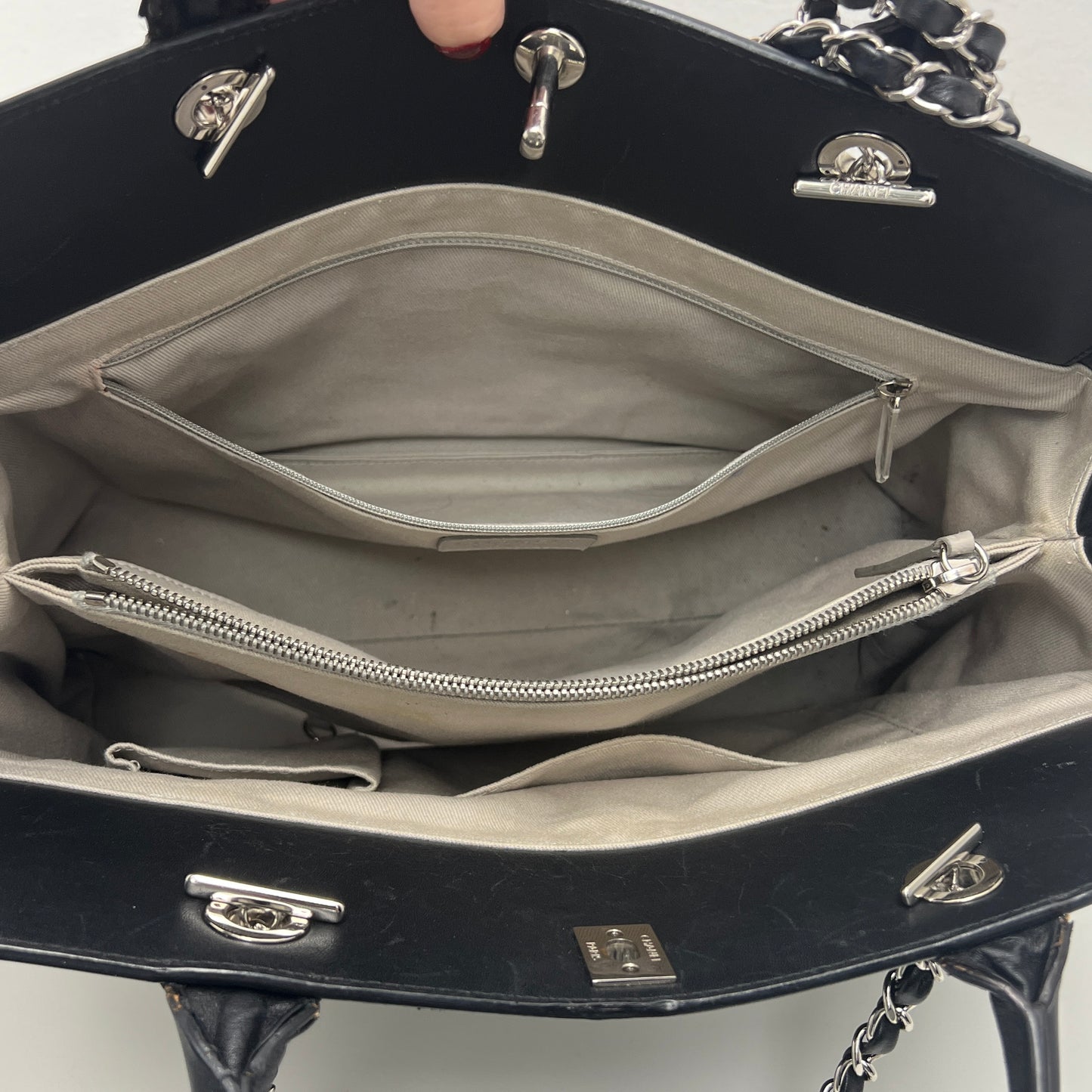 Chanel Lambskin Caviar Quilted Bi Coco Large Shopper Tote Black