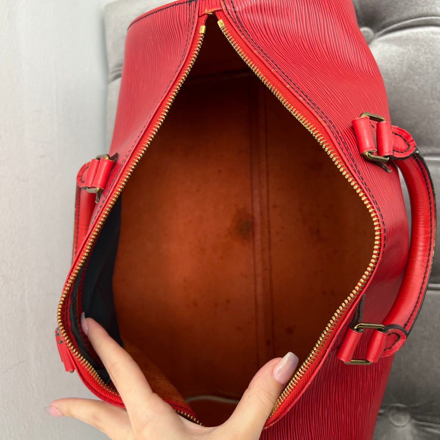 Louis Vuitton Red Epi Leather Speedy 35