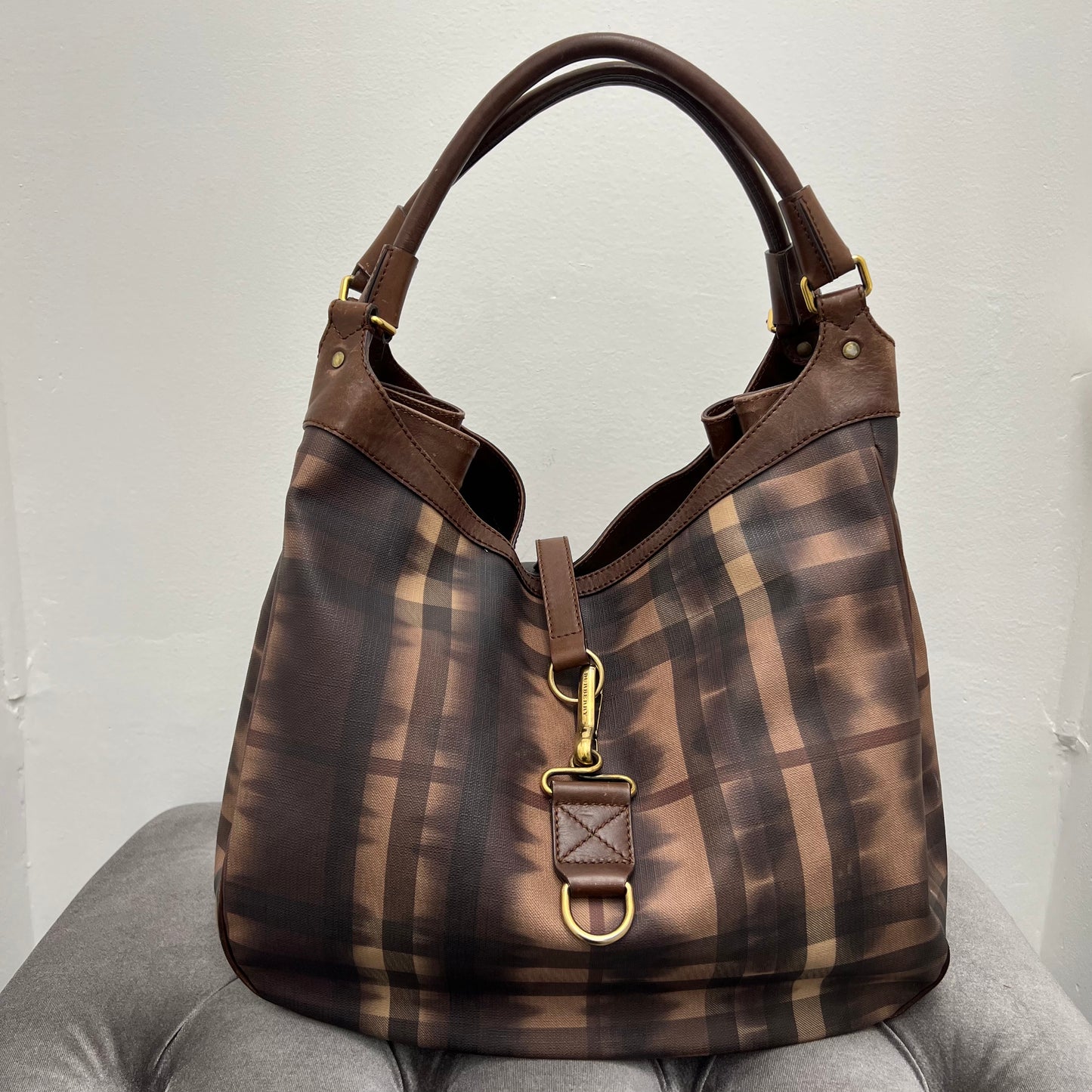 Burberry Tie Dye Medium Marple Tote Dark Tan