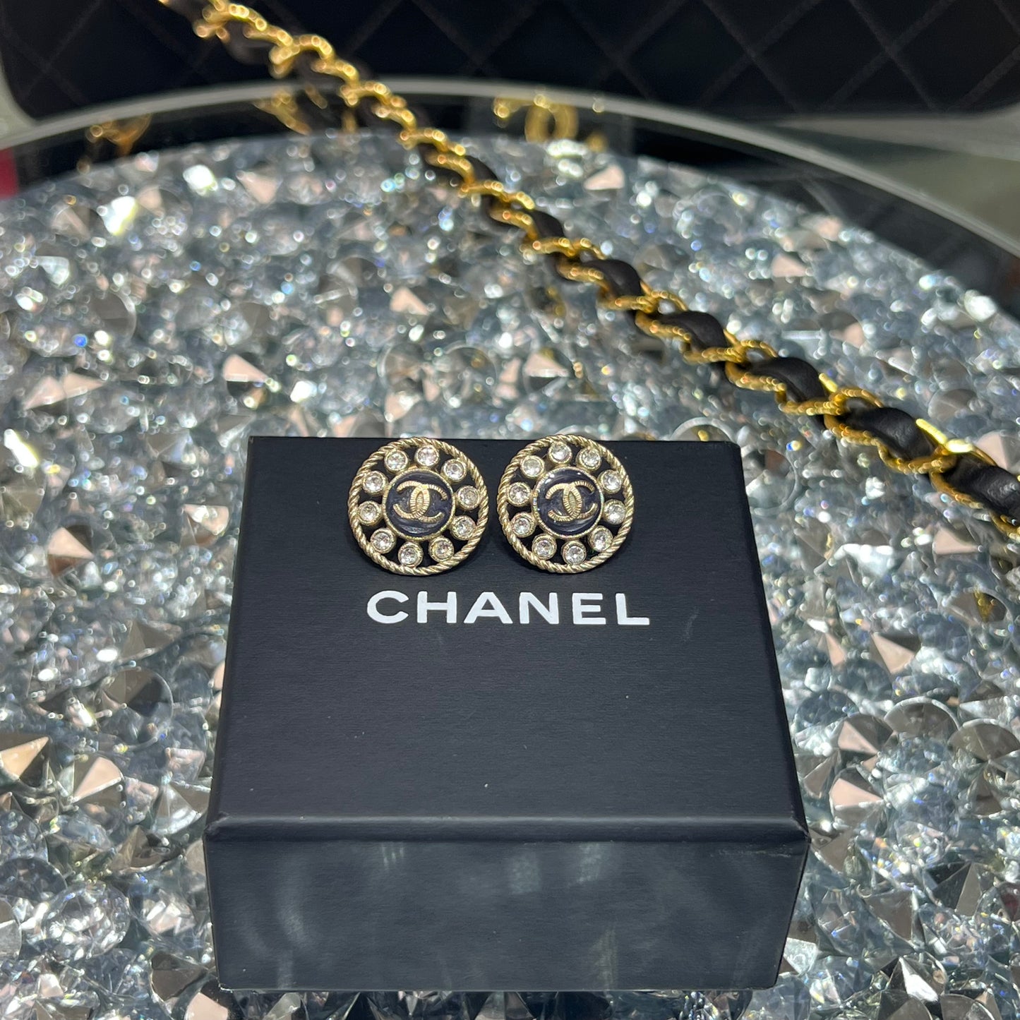 Chanel CC Round Vintage Earrings with Box