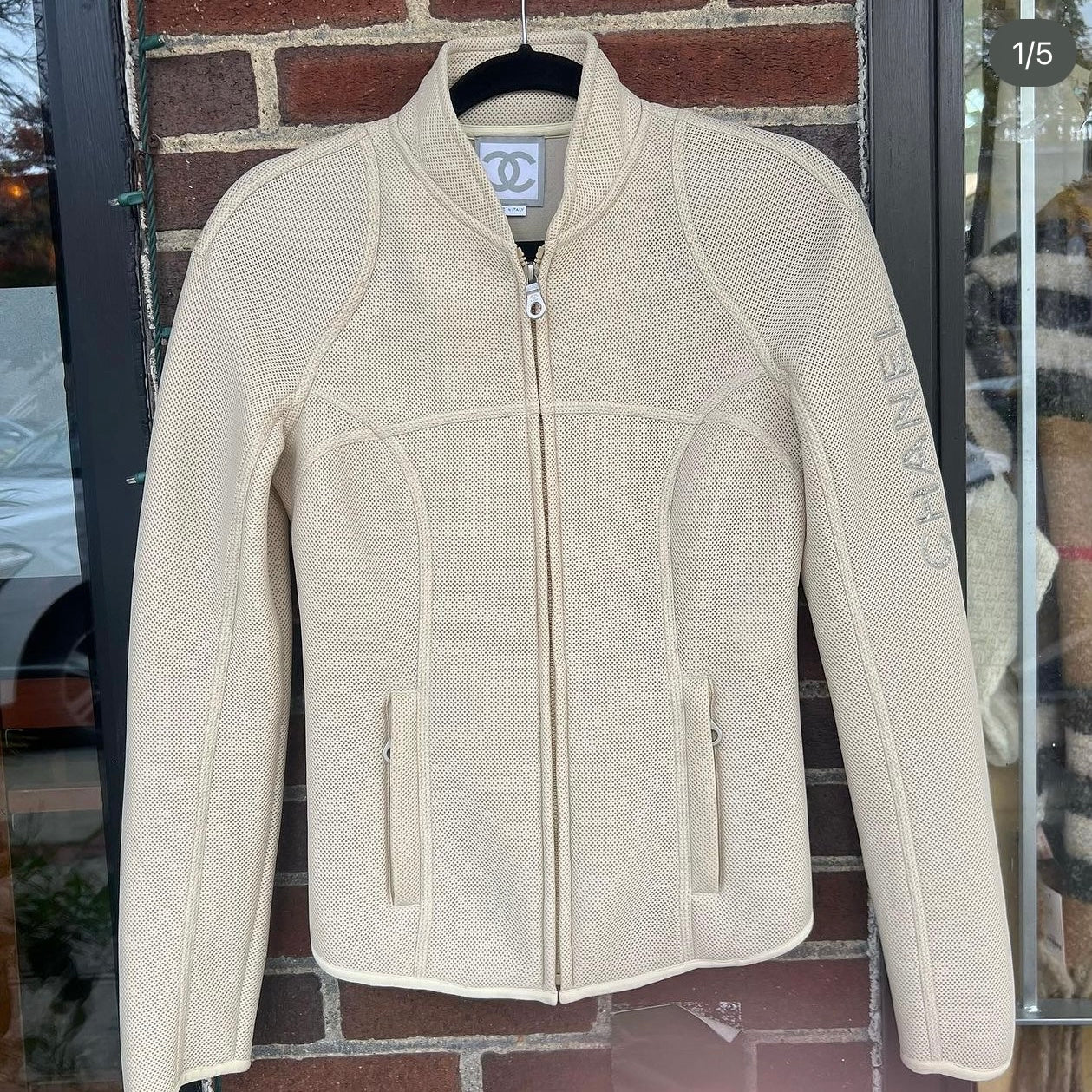 Chanel 2003 Slim Fit Mesh Zipper Jacket, Size 38