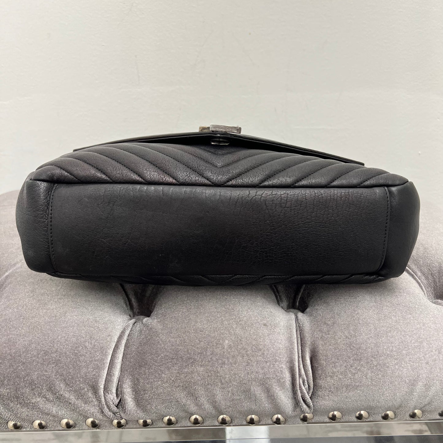 Saint Laurent College Medium YSL Quilted Lambskin V-Flap Crossbody Bag