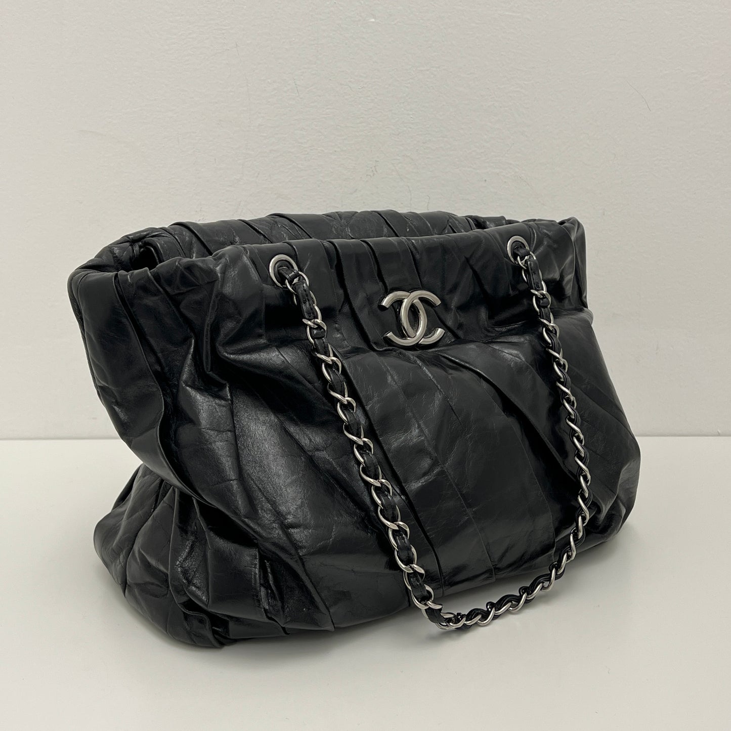 Chanel Twisted Tote Black Silver