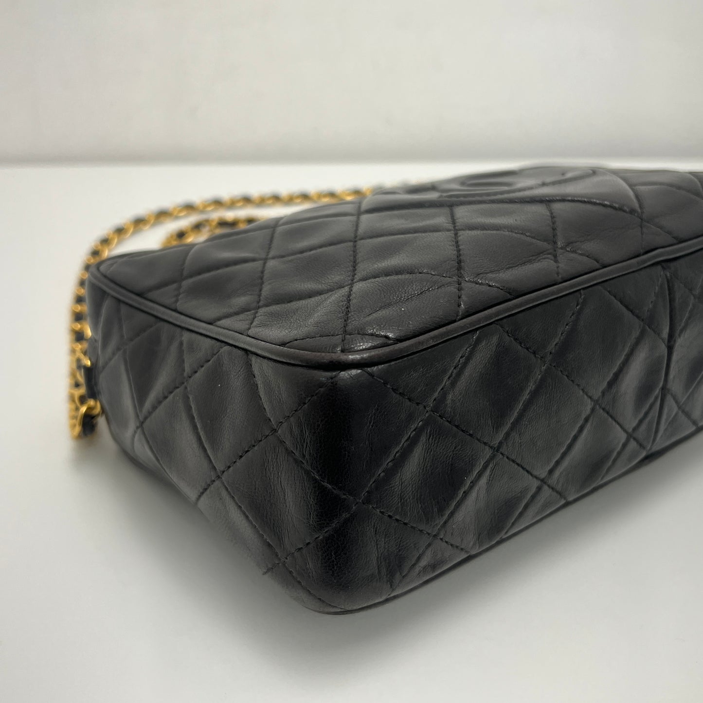 Chanel Matelasse Fringe Coco Mark Camera Bag Black Gold