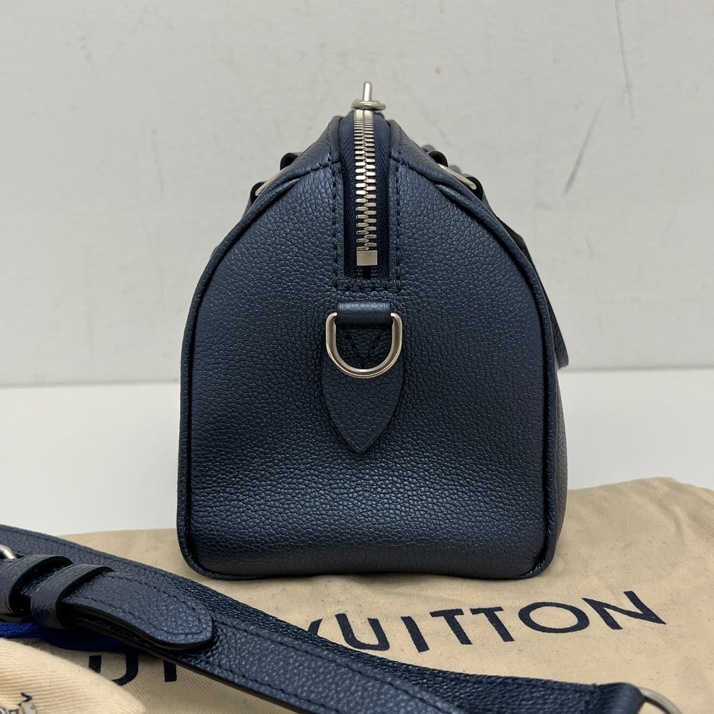 Louis Vuitton Metallic Empreinte Monogram Giant Speedy Bandouliere 20 Navy Nacre