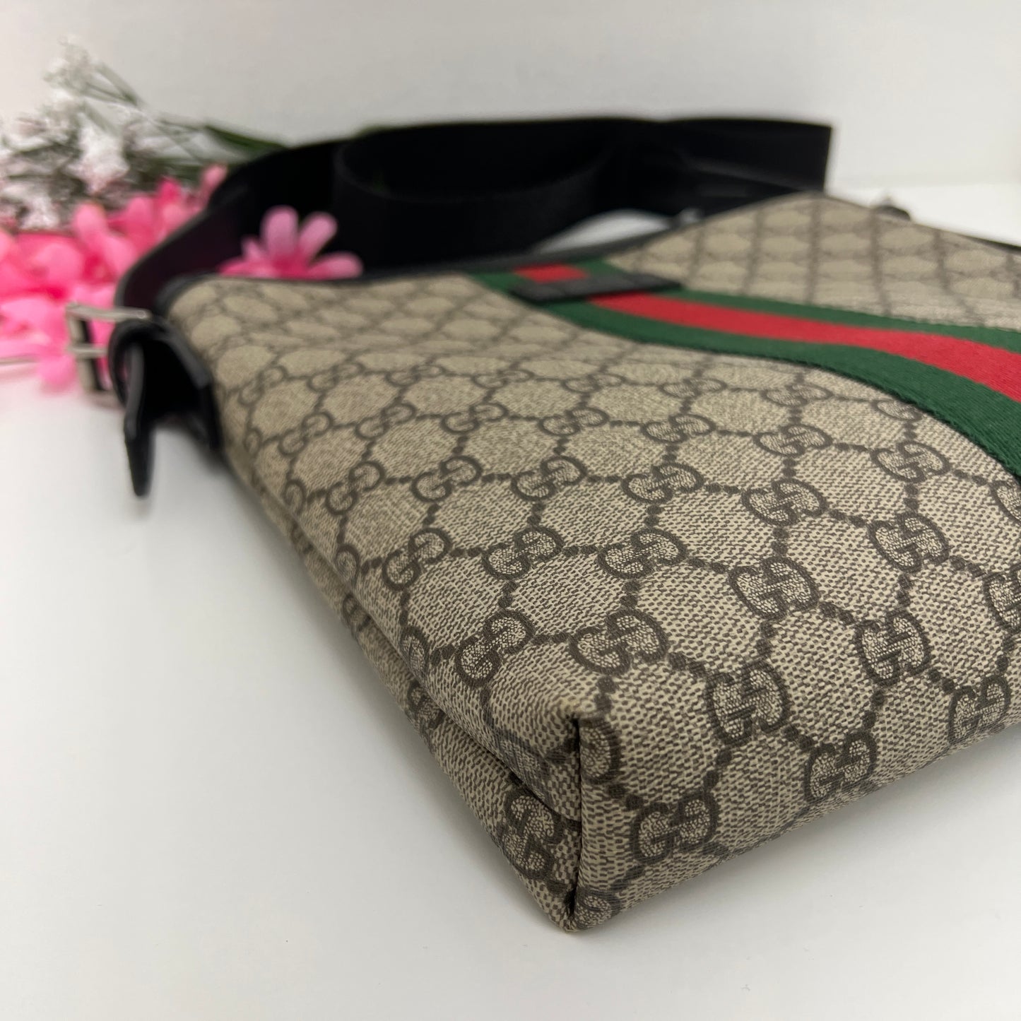 Gucci GG Supreme Web Messenger Crossbody Bag