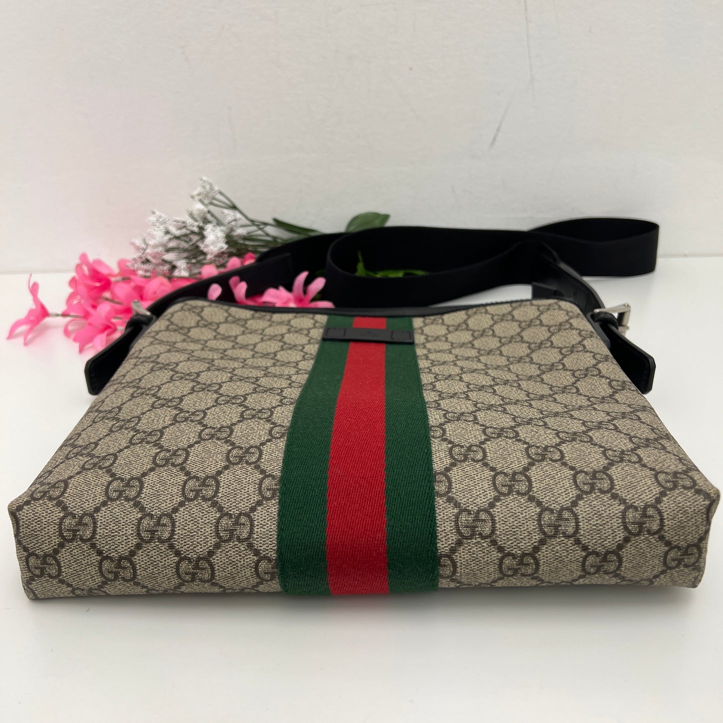 Gucci GG Supreme Web Messenger Crossbody Bag