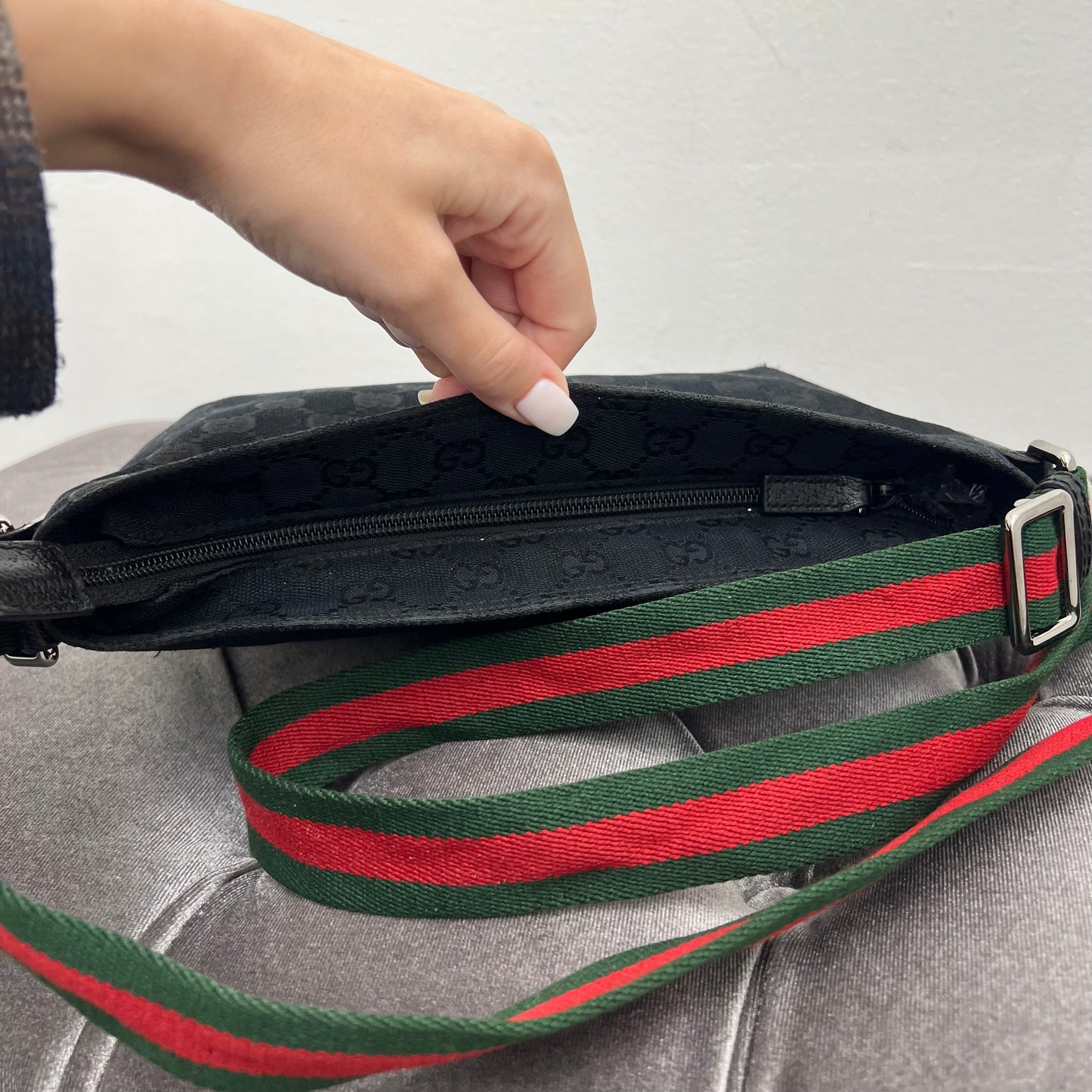 Gucci GG Canvas Web Crossbody, Black