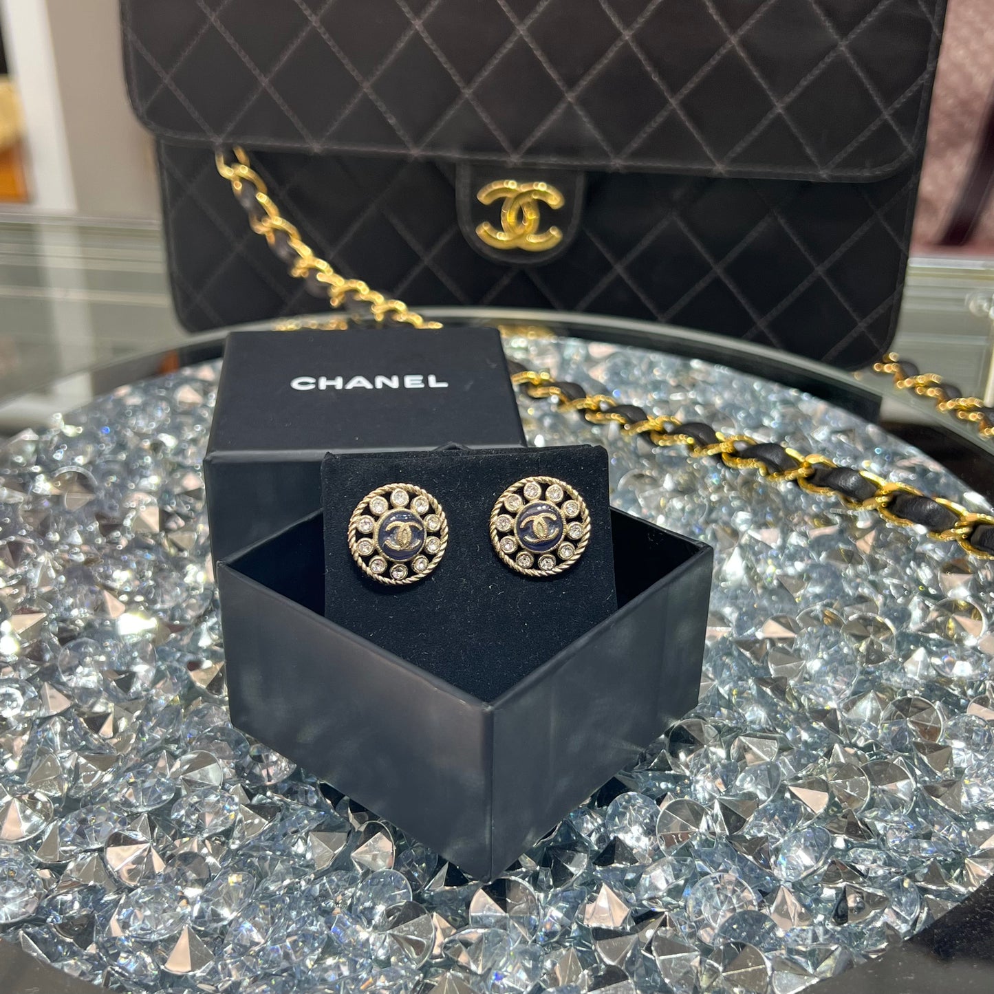 Chanel CC Round Vintage Earrings with Box