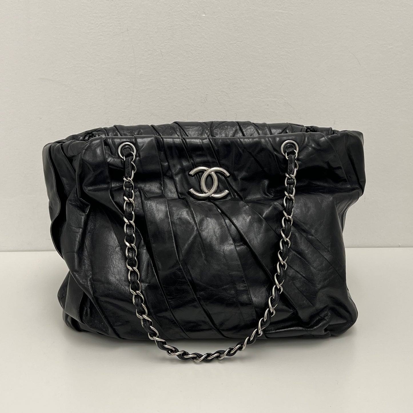 Chanel Twisted Tote Black Silver