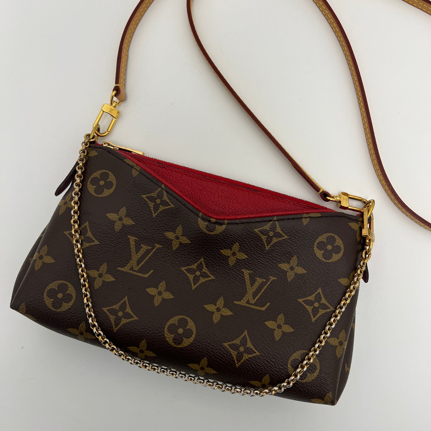 Louis Vuitton Pallas Crossbody, Monogram, Red