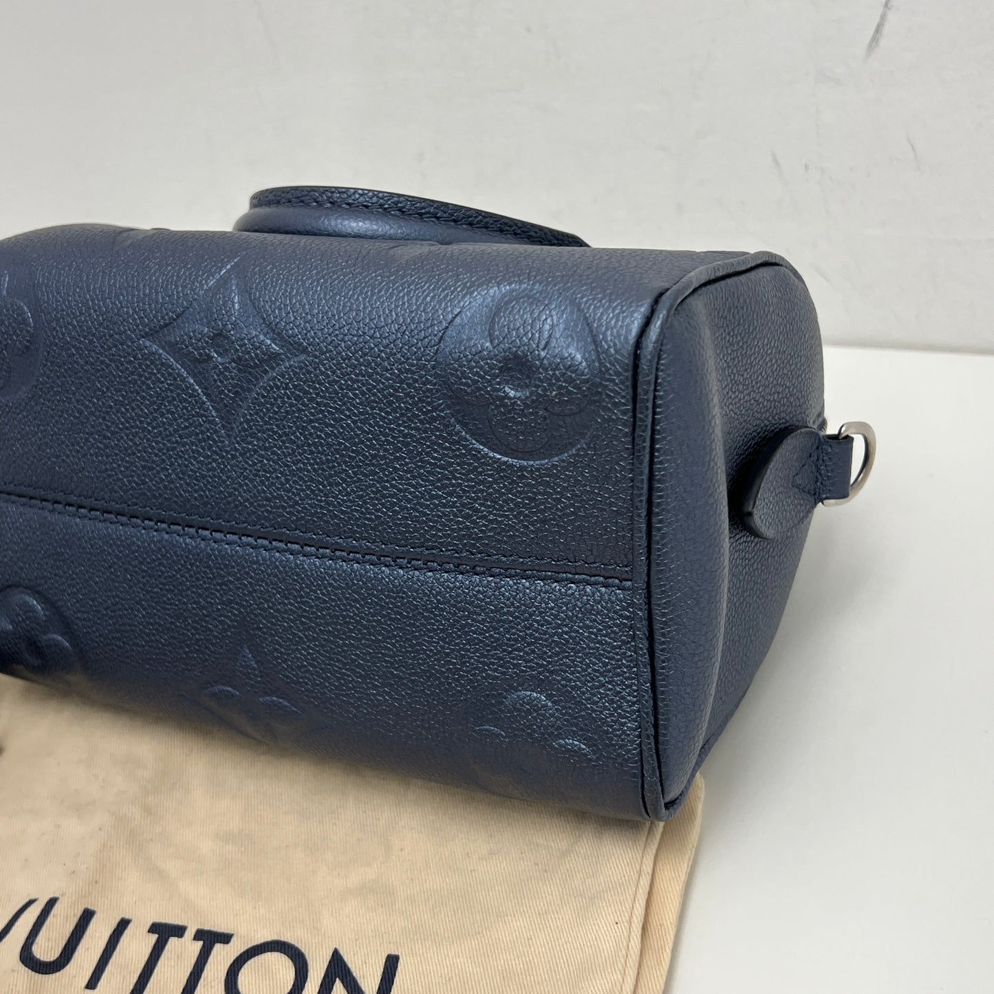 Louis Vuitton Metallic Empreinte Monogram Giant Speedy Bandouliere 20 Navy Nacre
