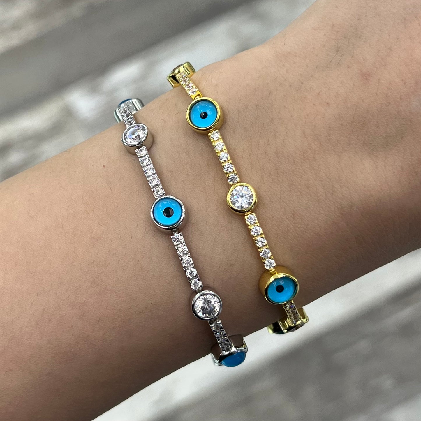 Sterling Silver / Gold Plated Evil Eye Bracelet