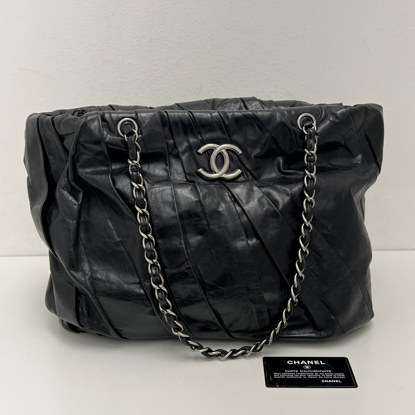 Chanel Twisted Tote Black Silver