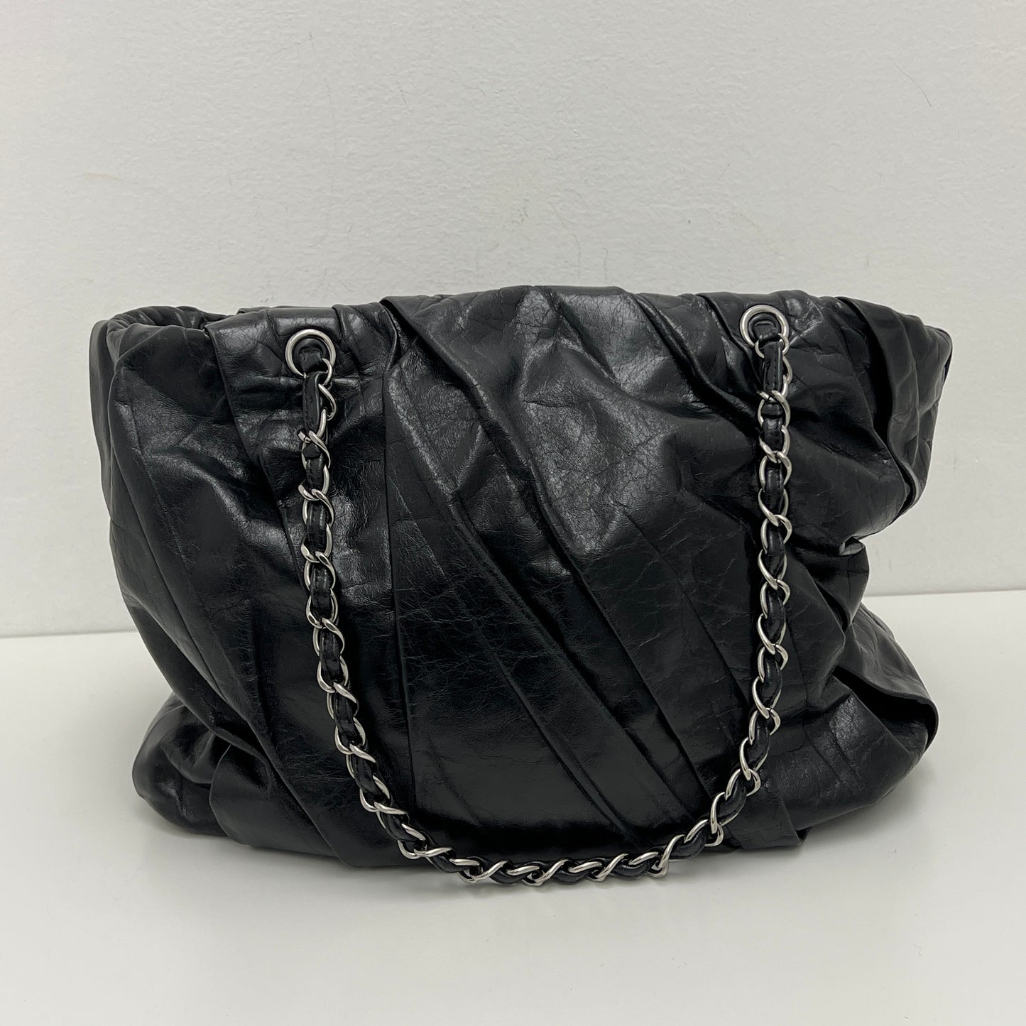 Chanel Twisted Tote Black Silver