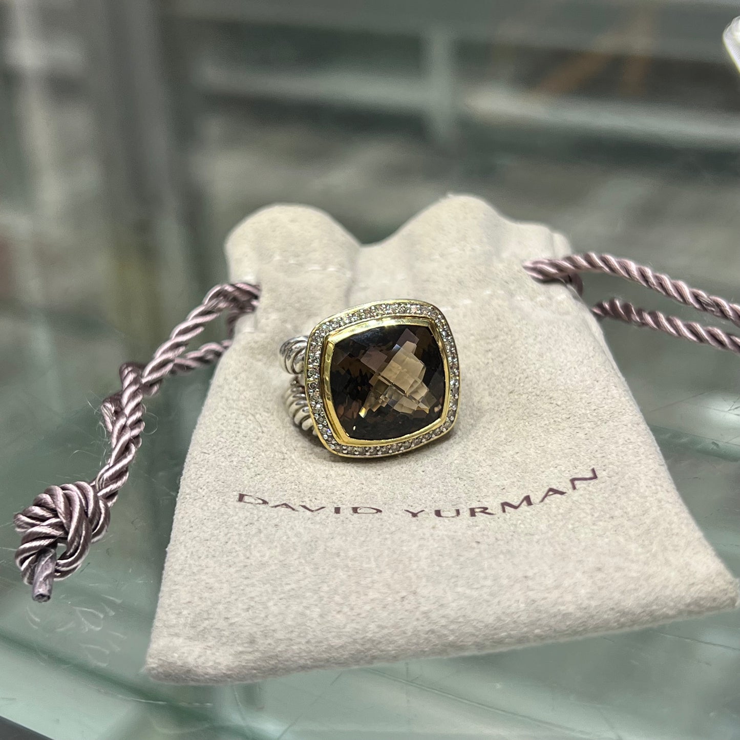 David Yurman Albion Ring, Smoky Quartz, Size 5.5