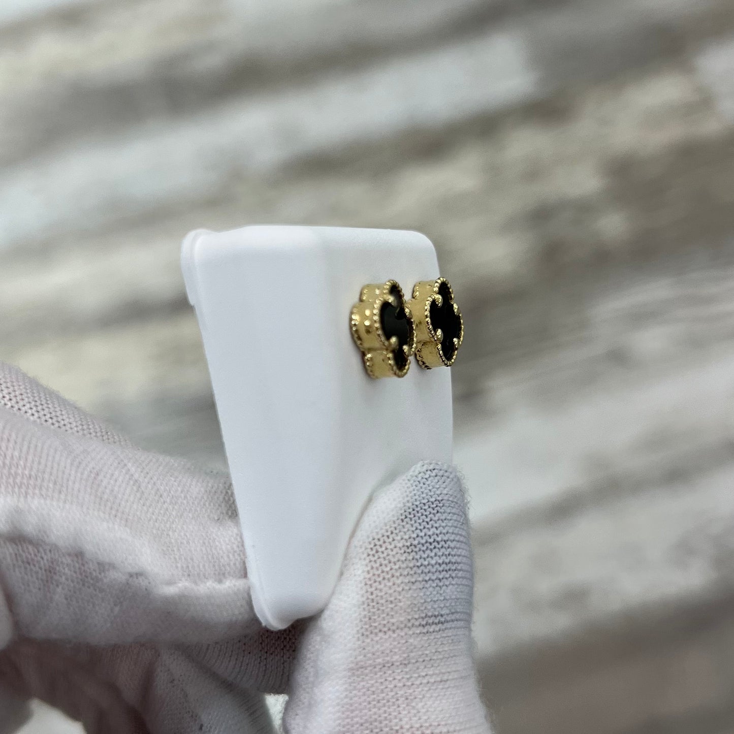 14k Gold Clover Stud Earrings