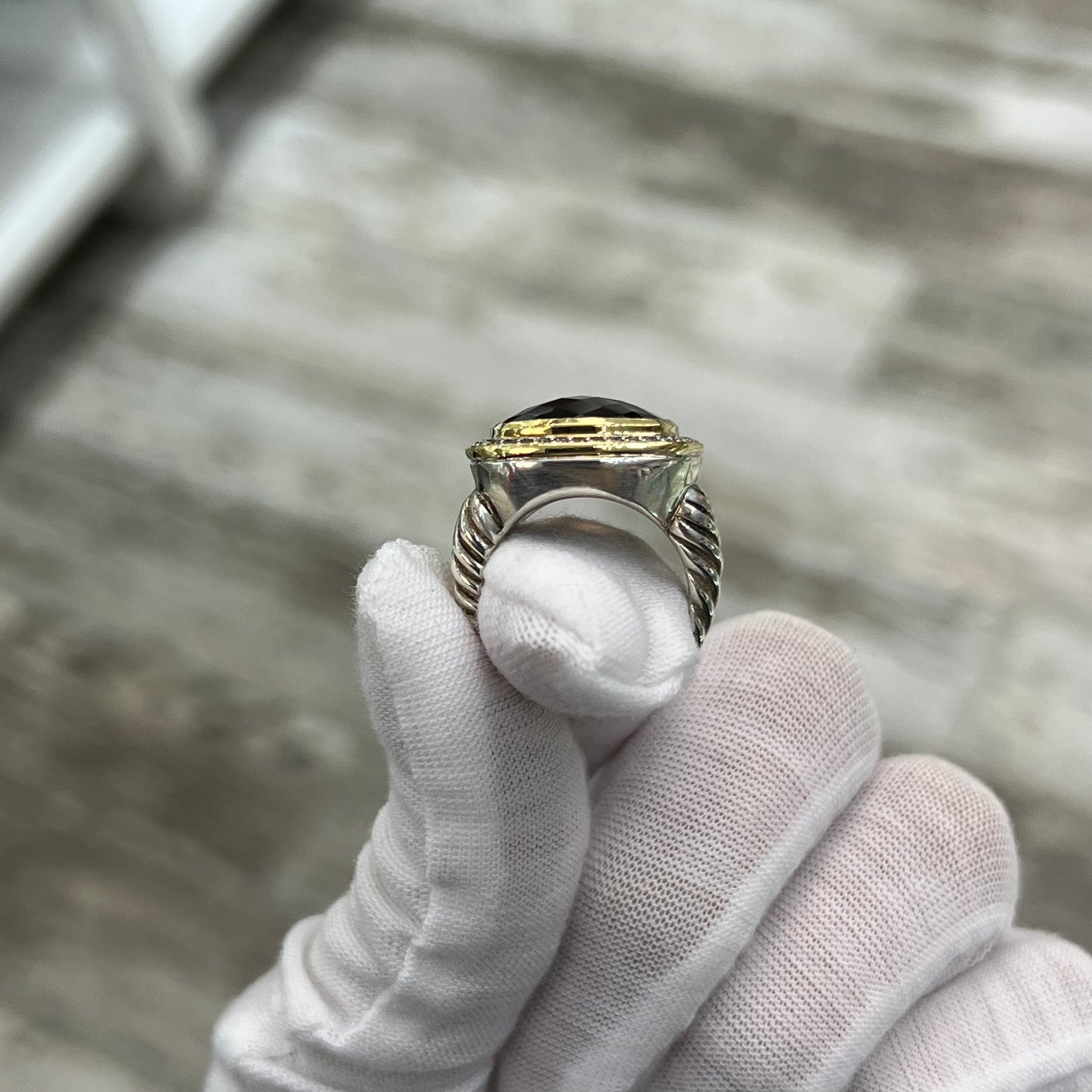 David Yurman Albion Ring, Smoky Quartz, Size 5.5