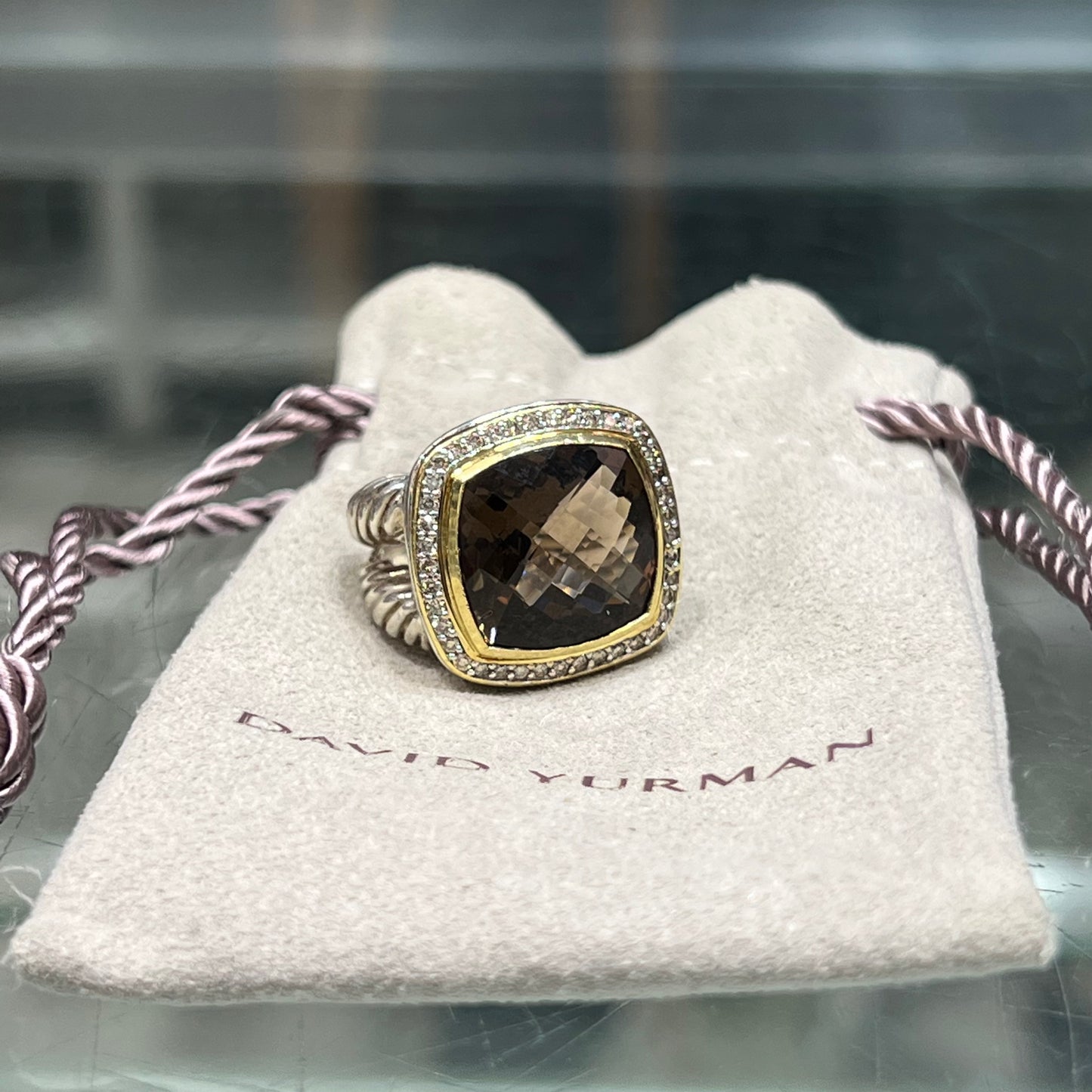 David Yurman Albion Ring, Smoky Quartz, Size 5.5