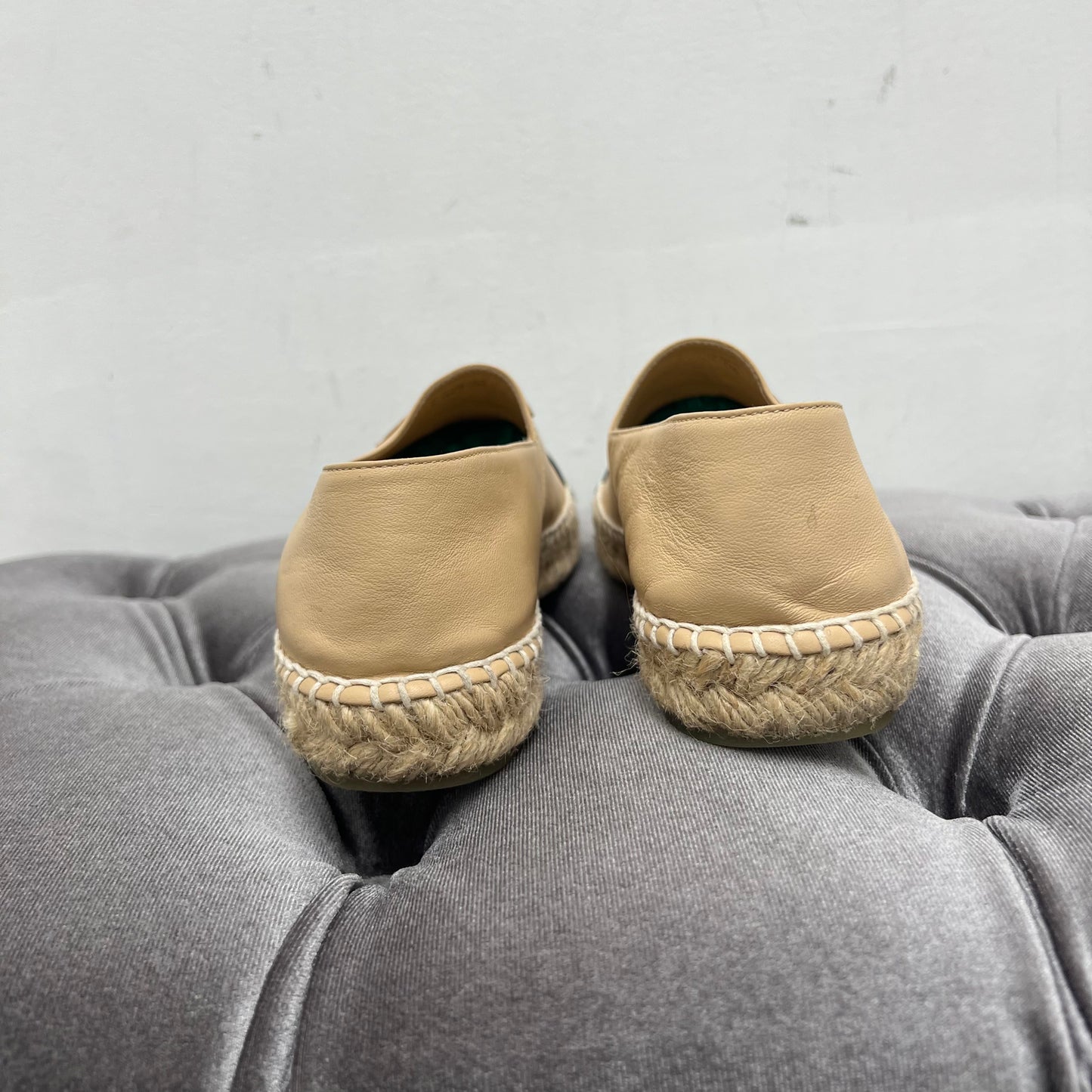 Chanel Beige Leather Espadrilles, Size 38