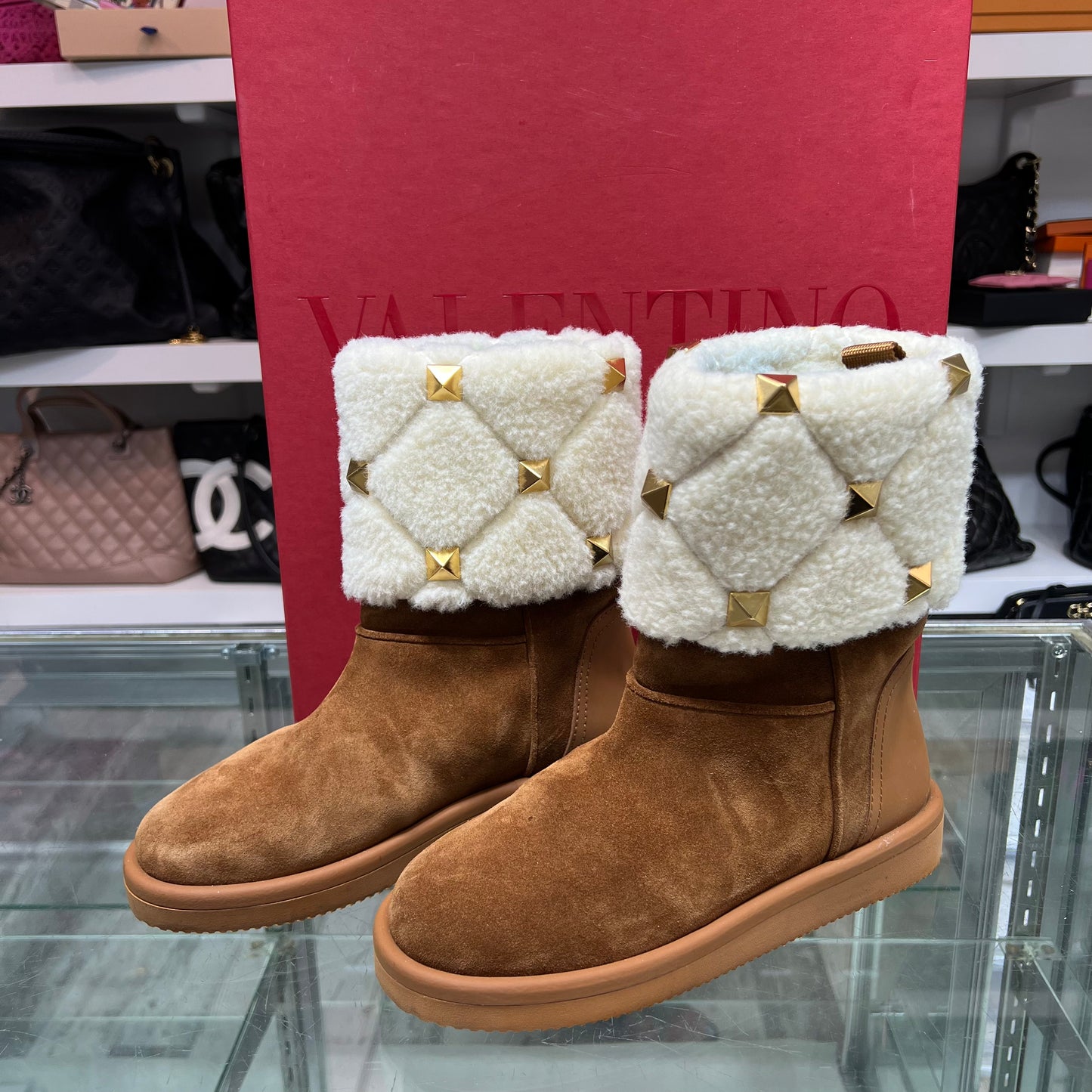Valentino Stud Boots, Size 36