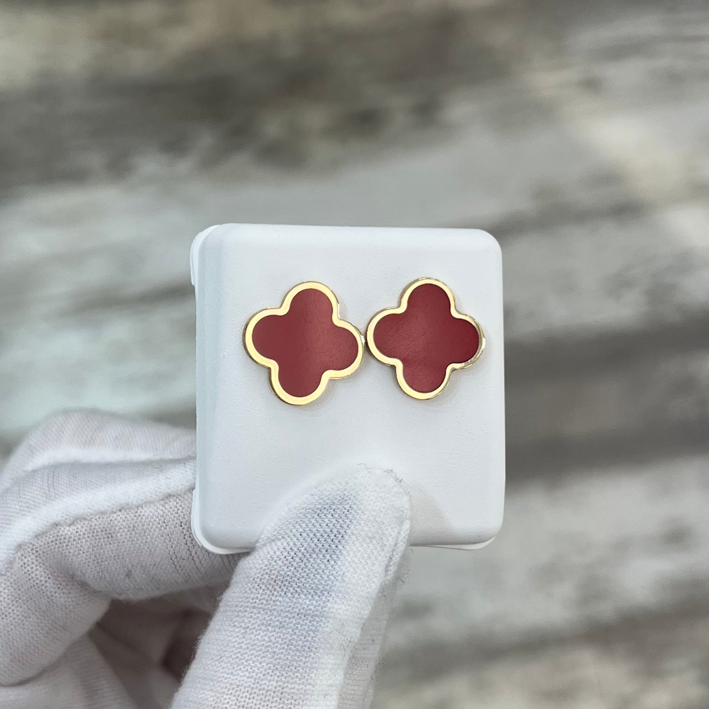 14k Gold Clover Stud Earrings