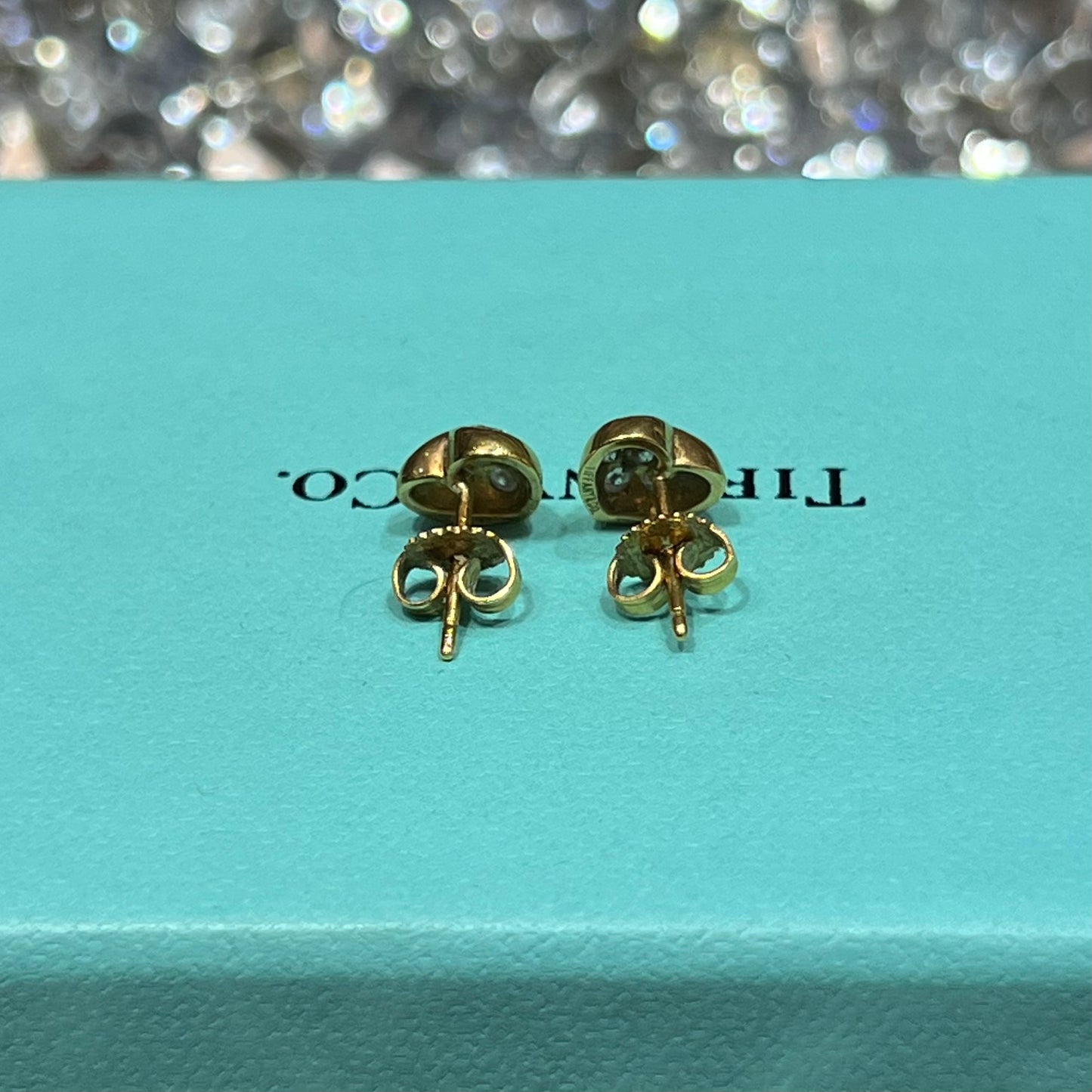 Tiffany & Co 18k Gold Diamond Heart Earrings