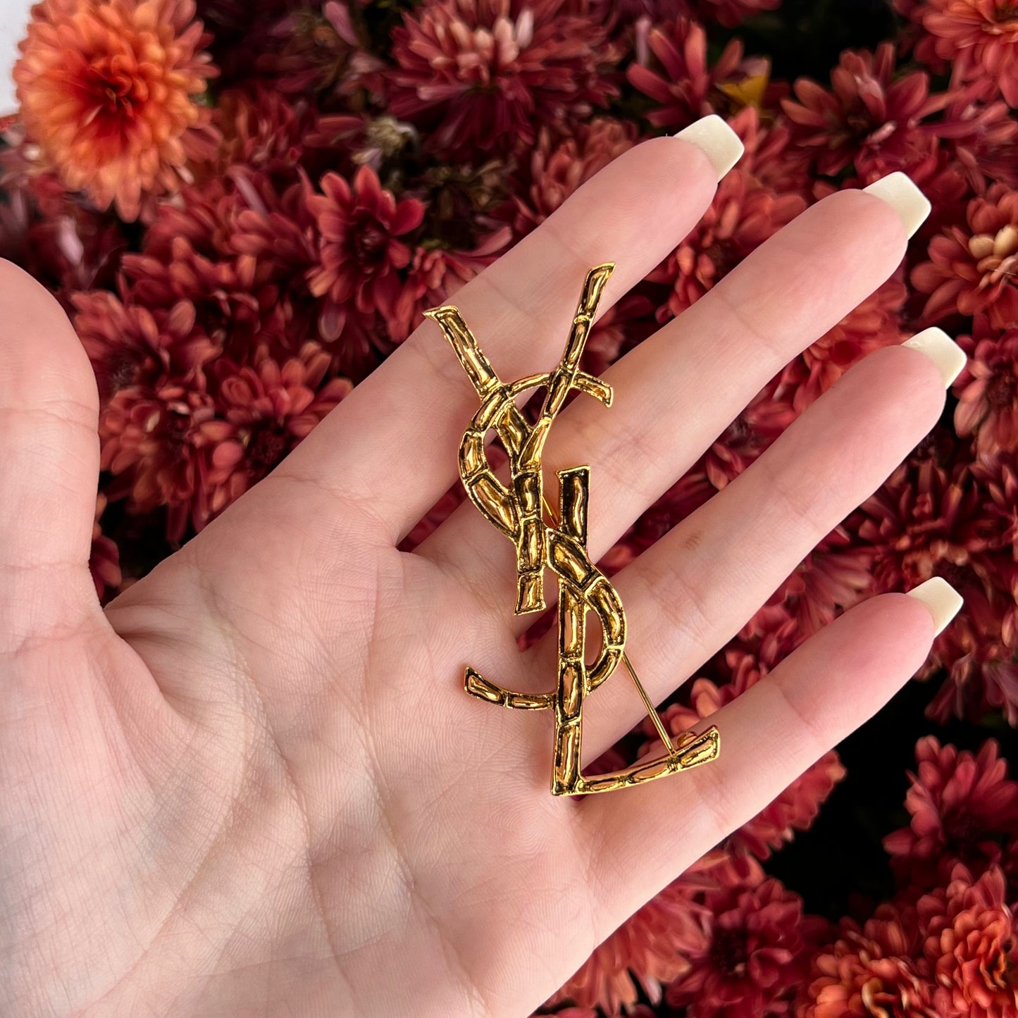YSL Gold Logo Pin