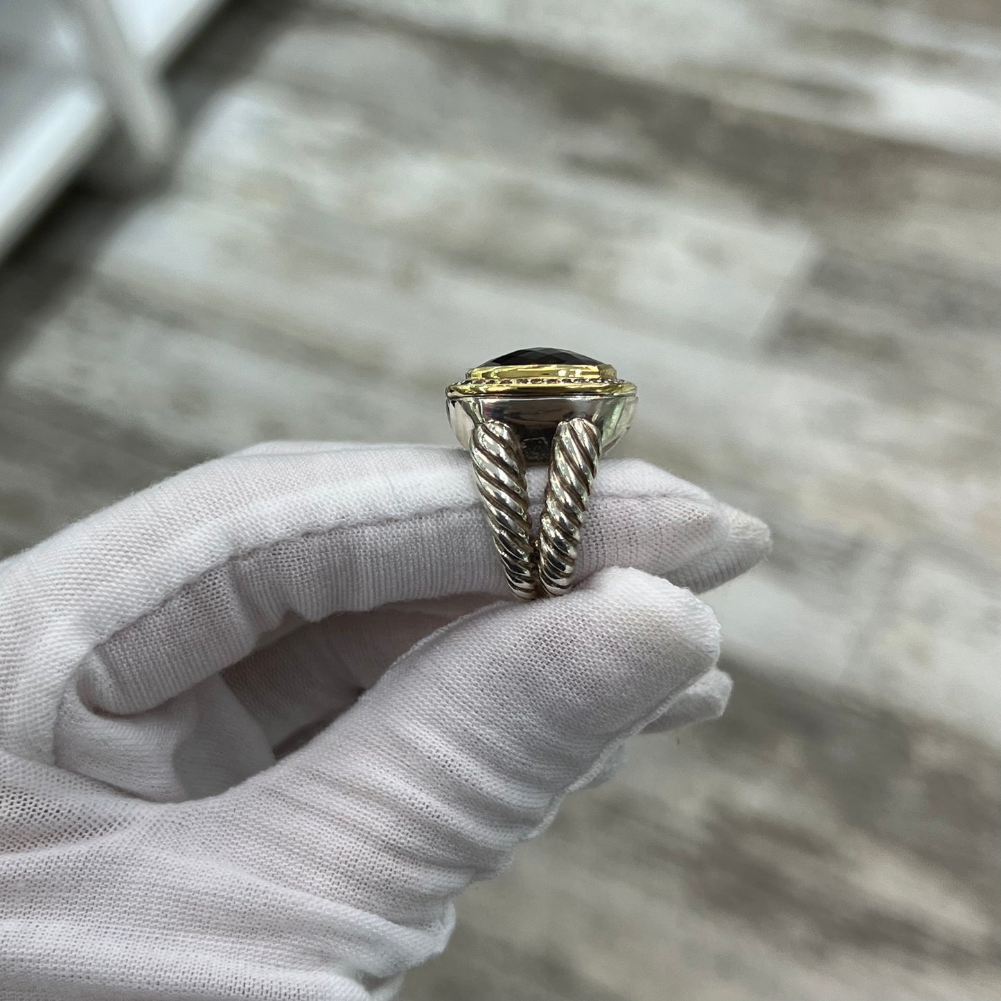David Yurman Albion Ring, Smoky Quartz, Size 5.5