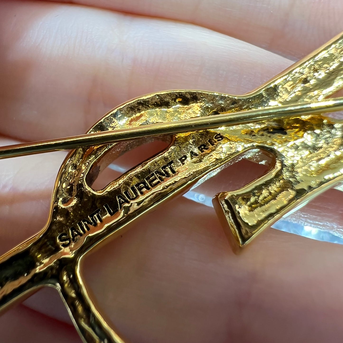 YSL Gold Logo Pin
