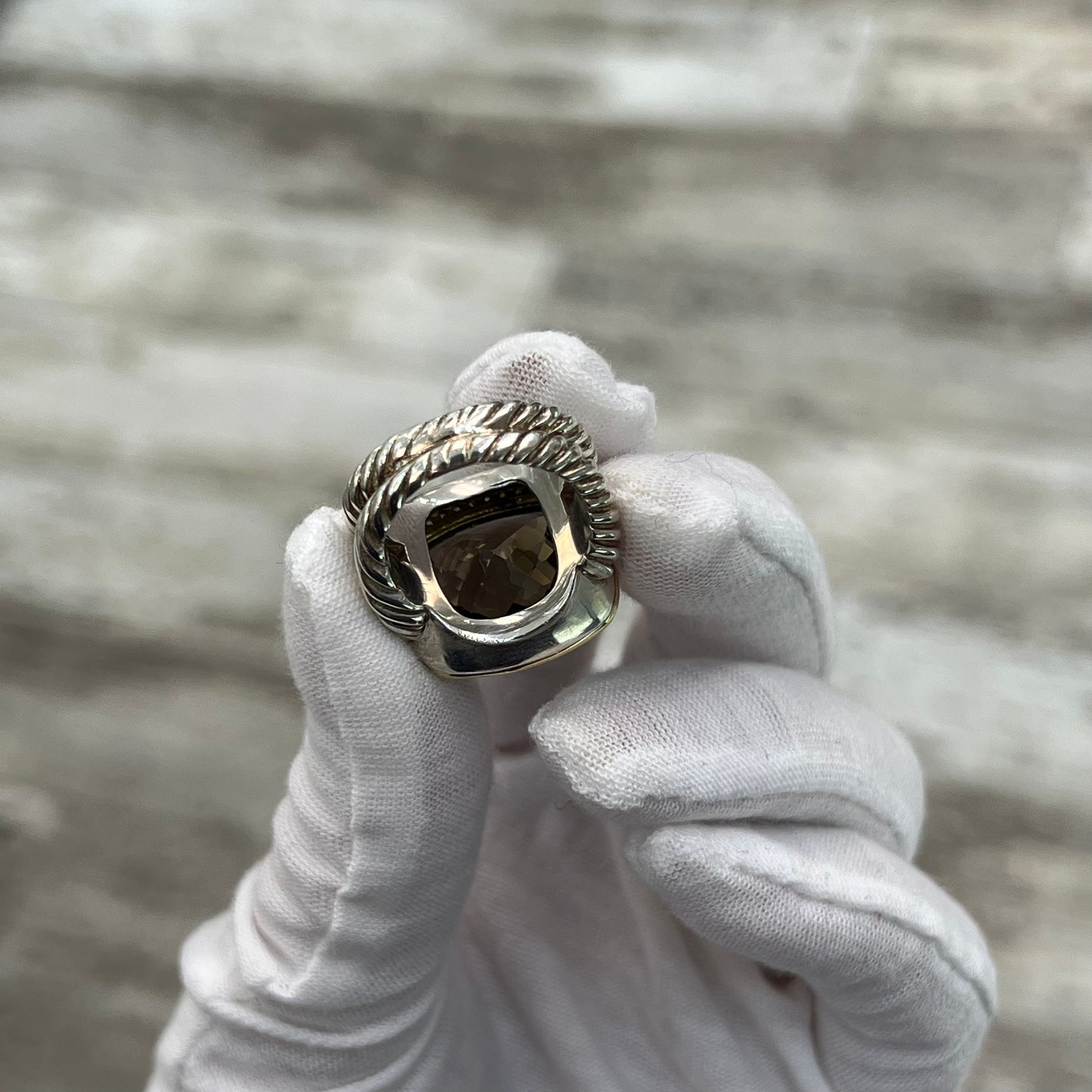 David Yurman Albion Ring, Smoky Quartz, Size 5.5