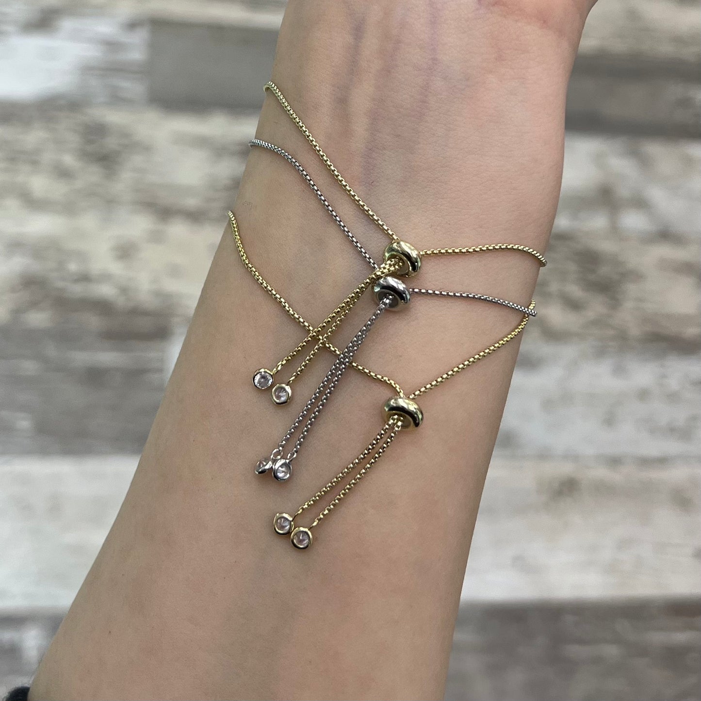 Sterling Silver / Gold Plated Crystal Evil Eye Adjustable Bracelet