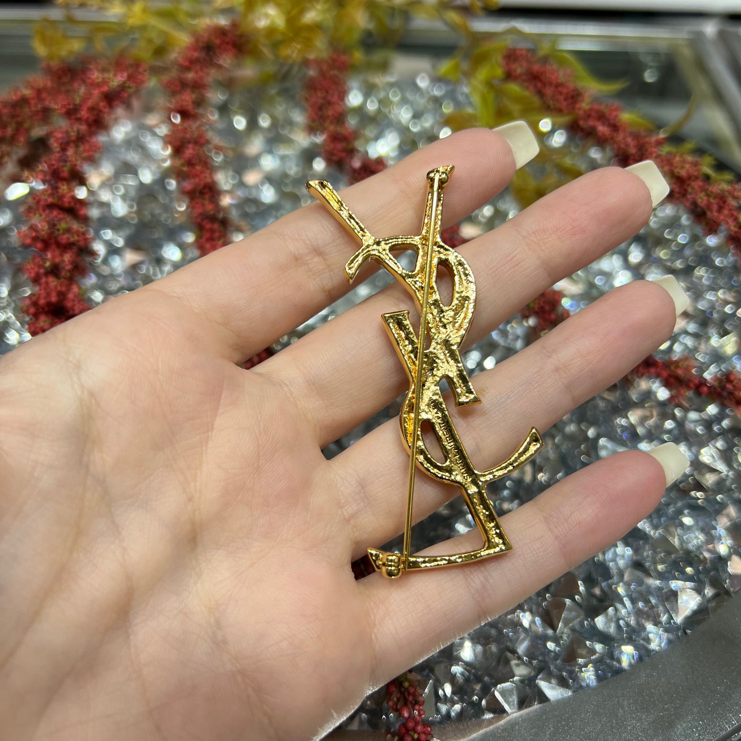 YSL Gold Logo Pin