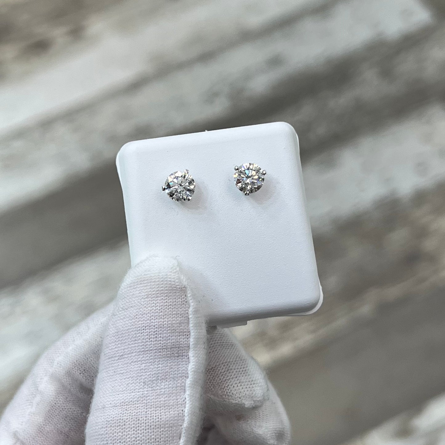 Diamond Studs 1.5ct Lab Created 14k White Gold