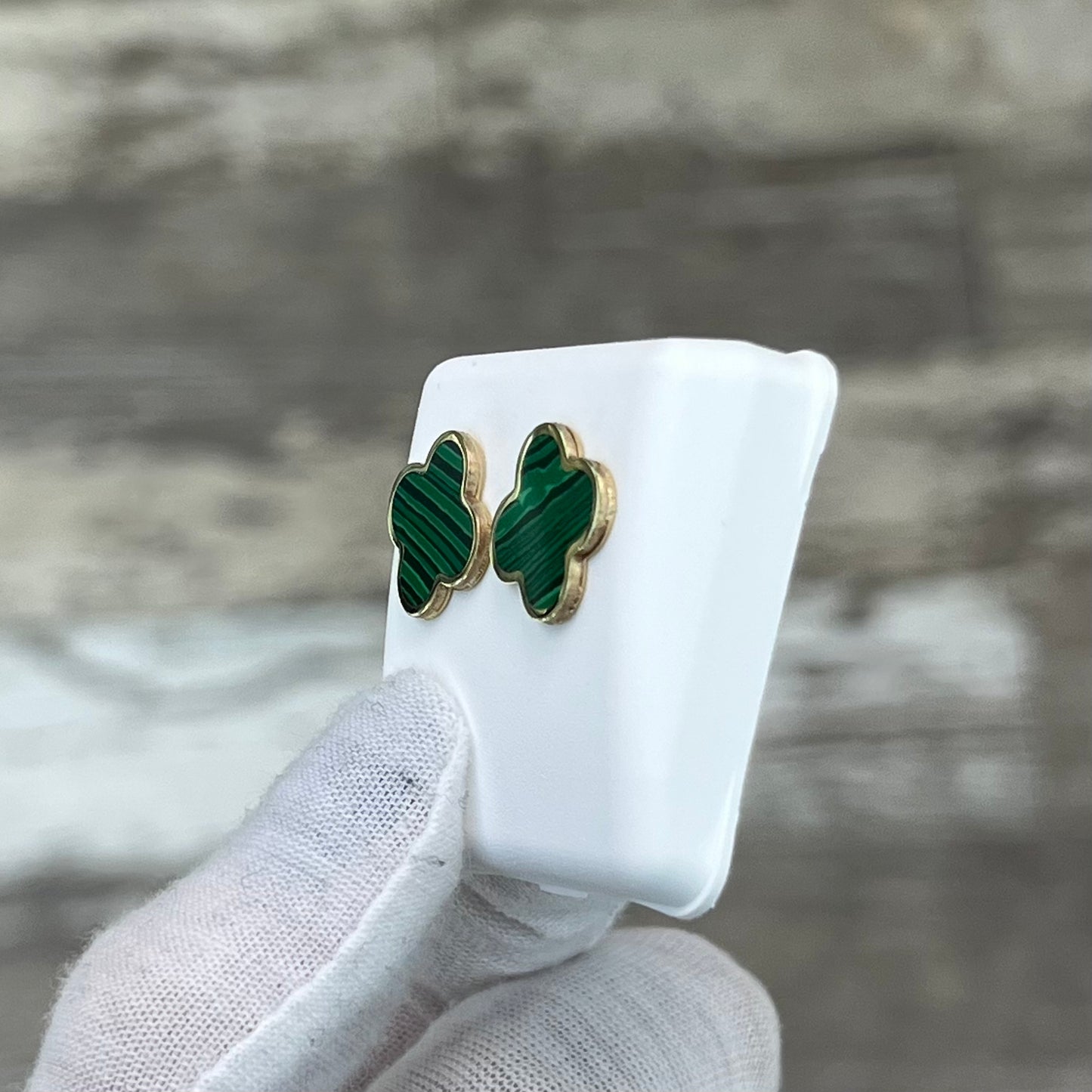 14k Gold Clover Stud Earrings