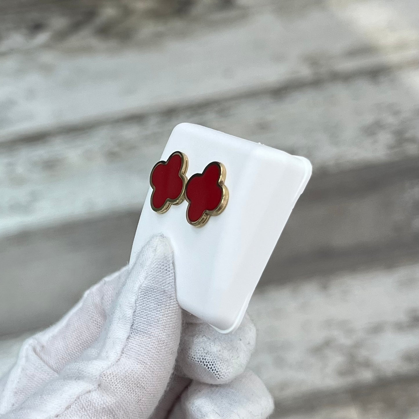 14k Gold Clover Stud Earrings